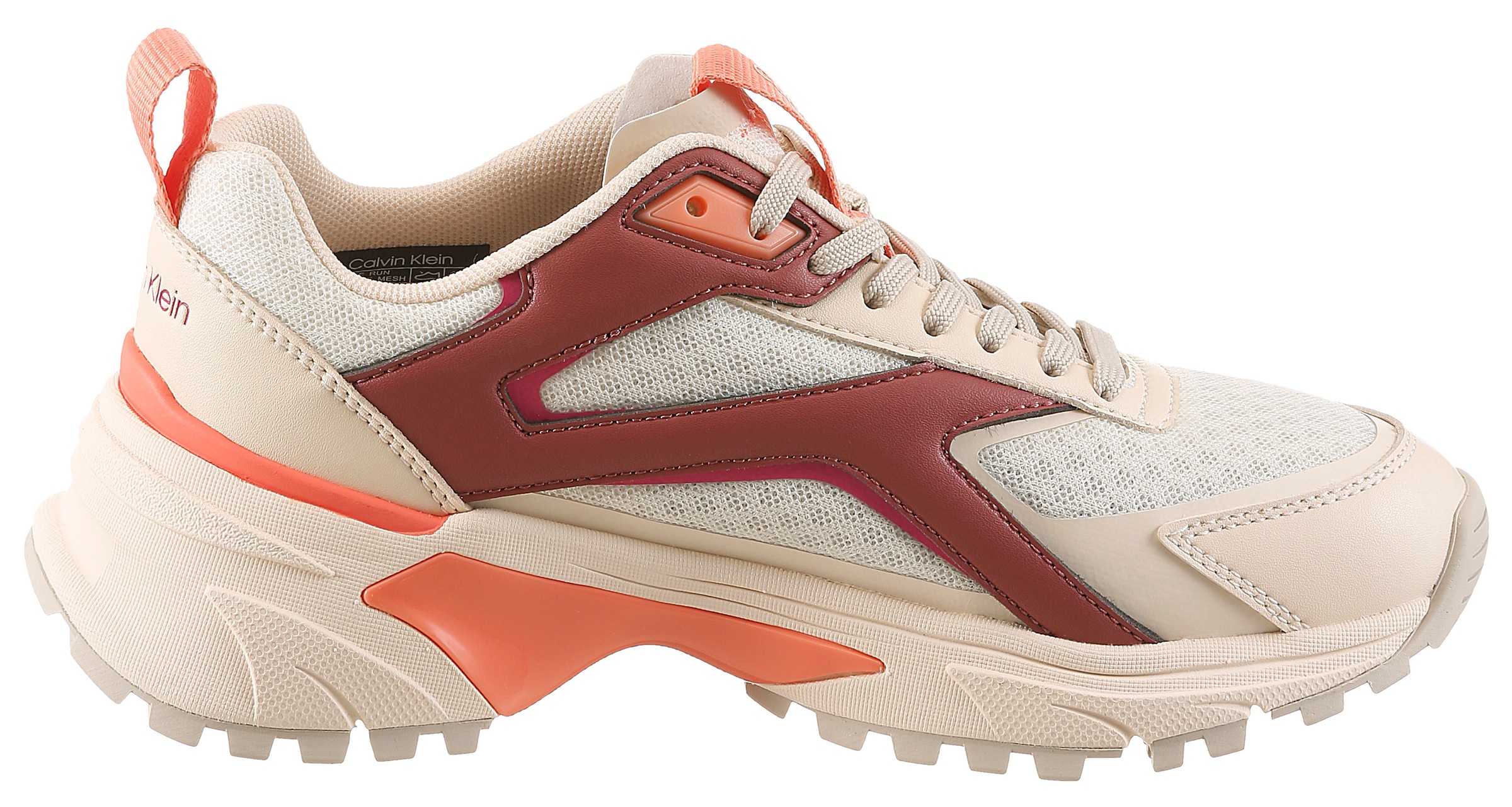 Calvin Klein Hike Run Ckstripe Mesh Platform Sneaker White-Pink 38 5
