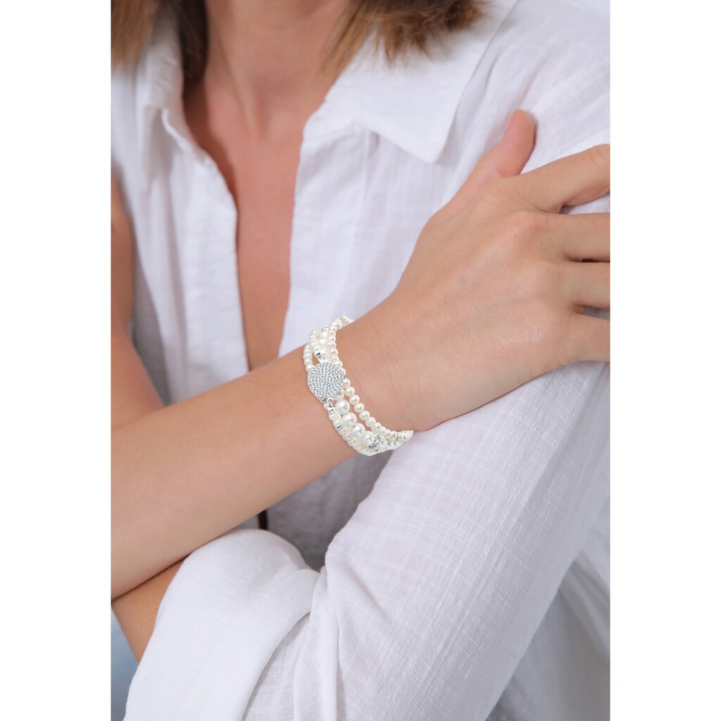 Elli Premium Perlenarmband Set »Layering synthetischen Perlen 925 Silber«