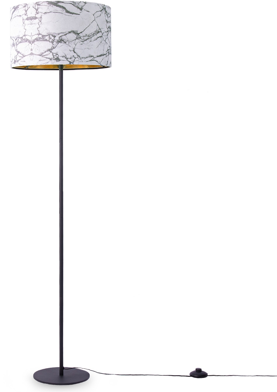 Paco Home Stehlampe »Kraft 525«, 1 flammig-flammig, Wohnzimmer Schlafzimmer E27 Marmor Stein Design Grau Weiß