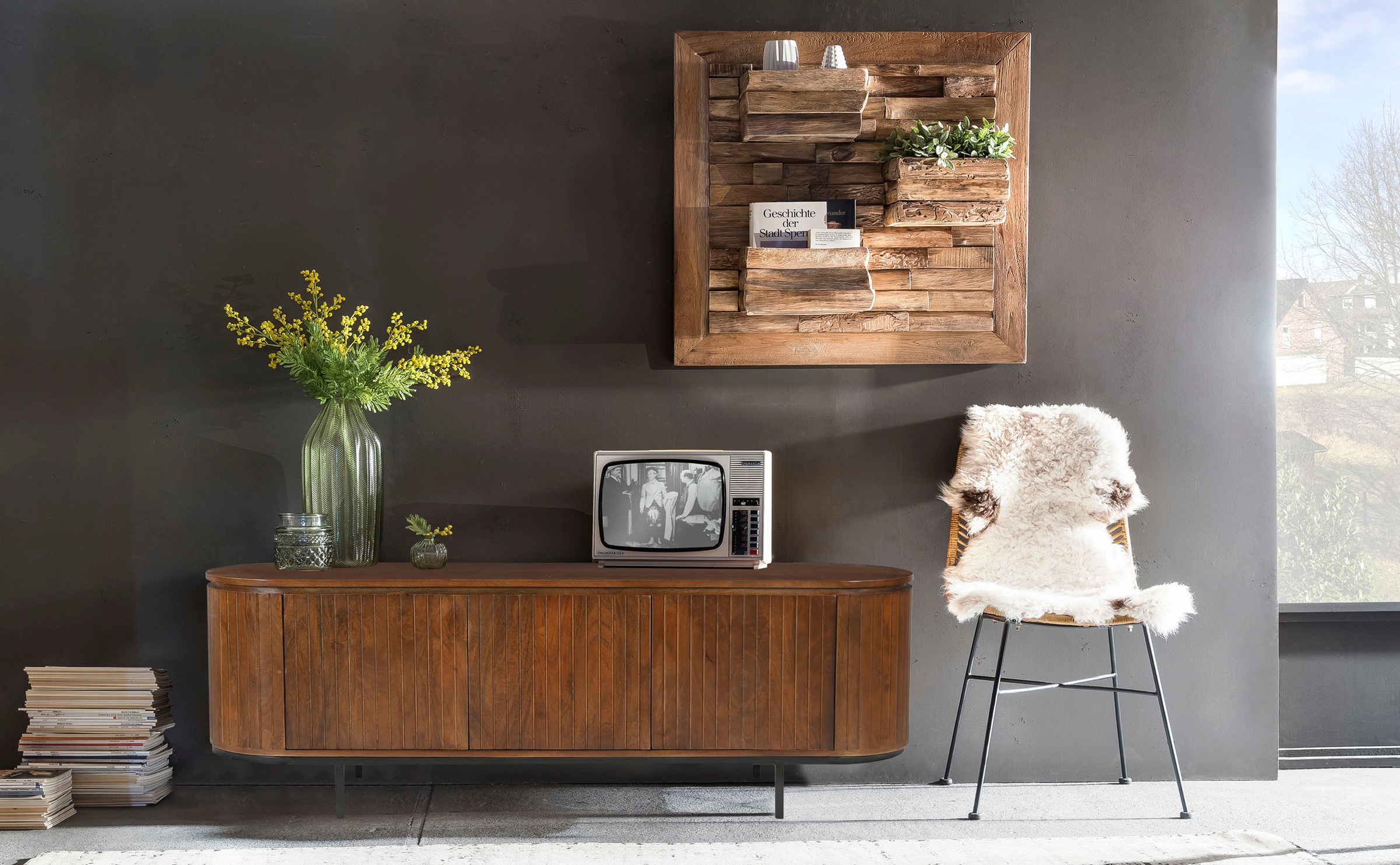 SIT Lowboard "MANGO NATURAL" 1 Stk. tlg. mit Lamellenfront günstig online kaufen