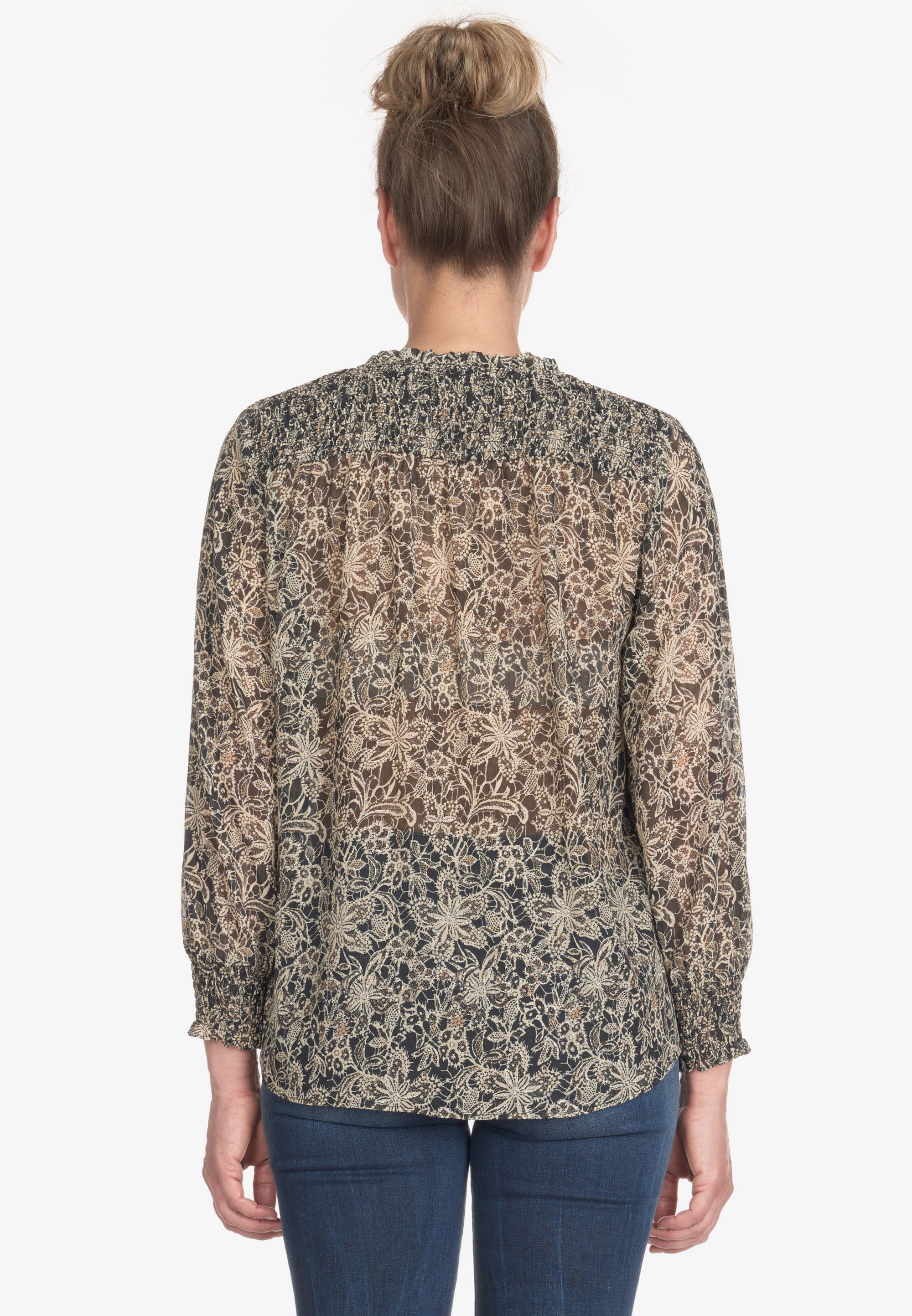 Le Temps Des Cerises Klassische Bluse »MELODY«, mit Bindeband am Ausschnitt