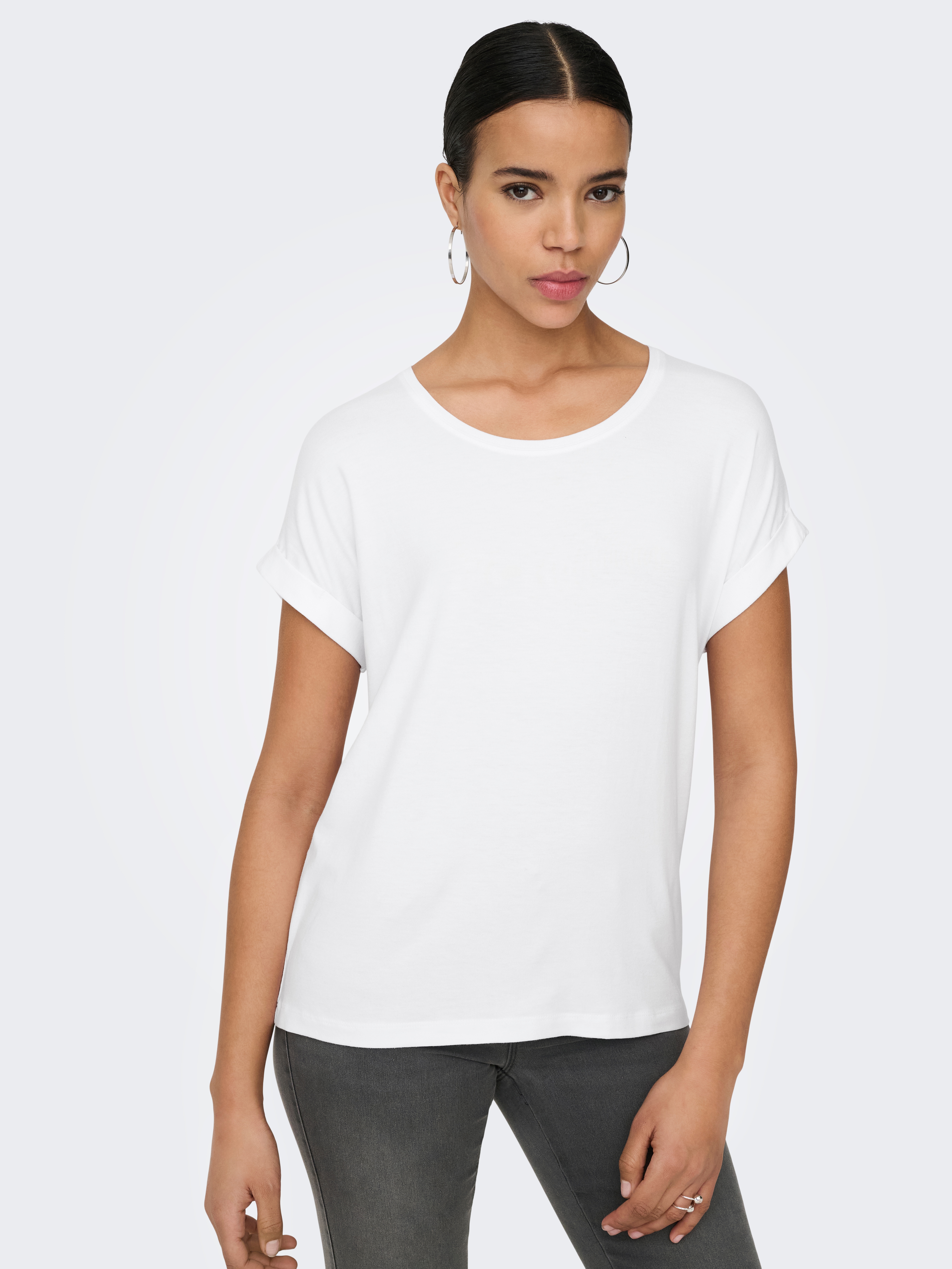 ONLY "ONLMOSTER – T-Shirt mit melierter Optik und elastischem Material" meliert, casual, lässig geschnitten, Viskosemischung, Rundhals