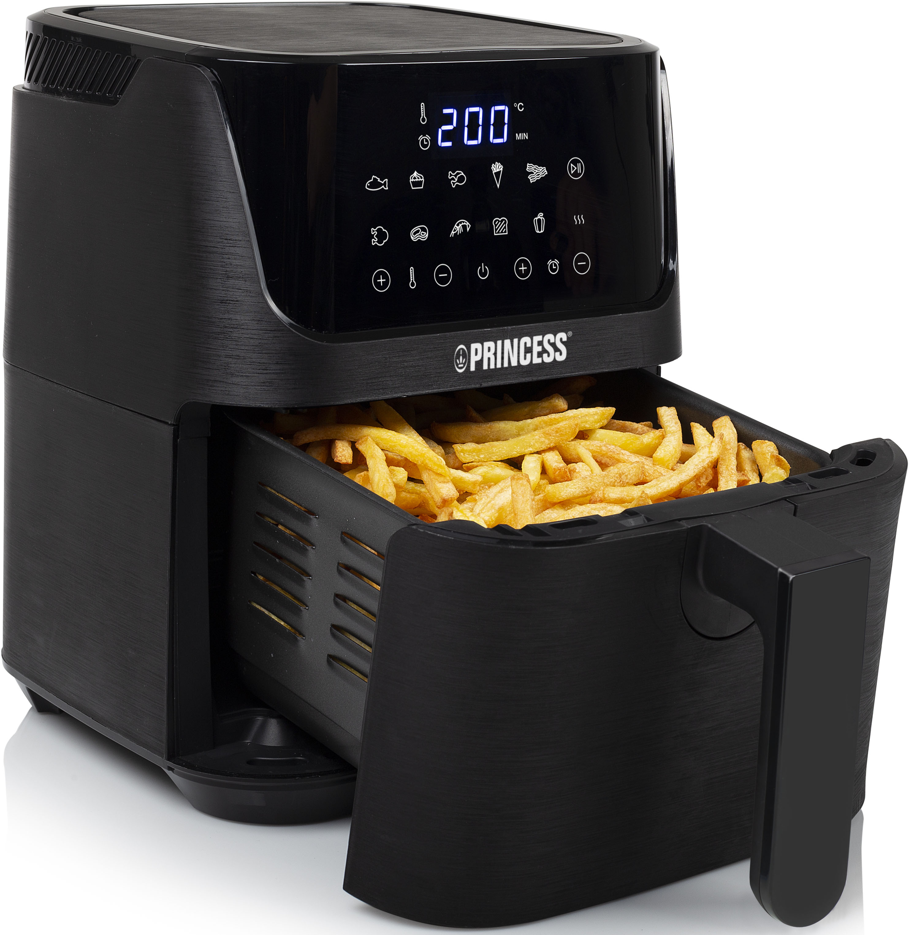 PRINCESS Heißluftfritteuse "Digital 182024", B:32,3cm H:23,9cm T:29,8cm, schwarz, Fritteusen, Heißluftfritteuse XL - 3,5 L - Digitaler Touchscreen