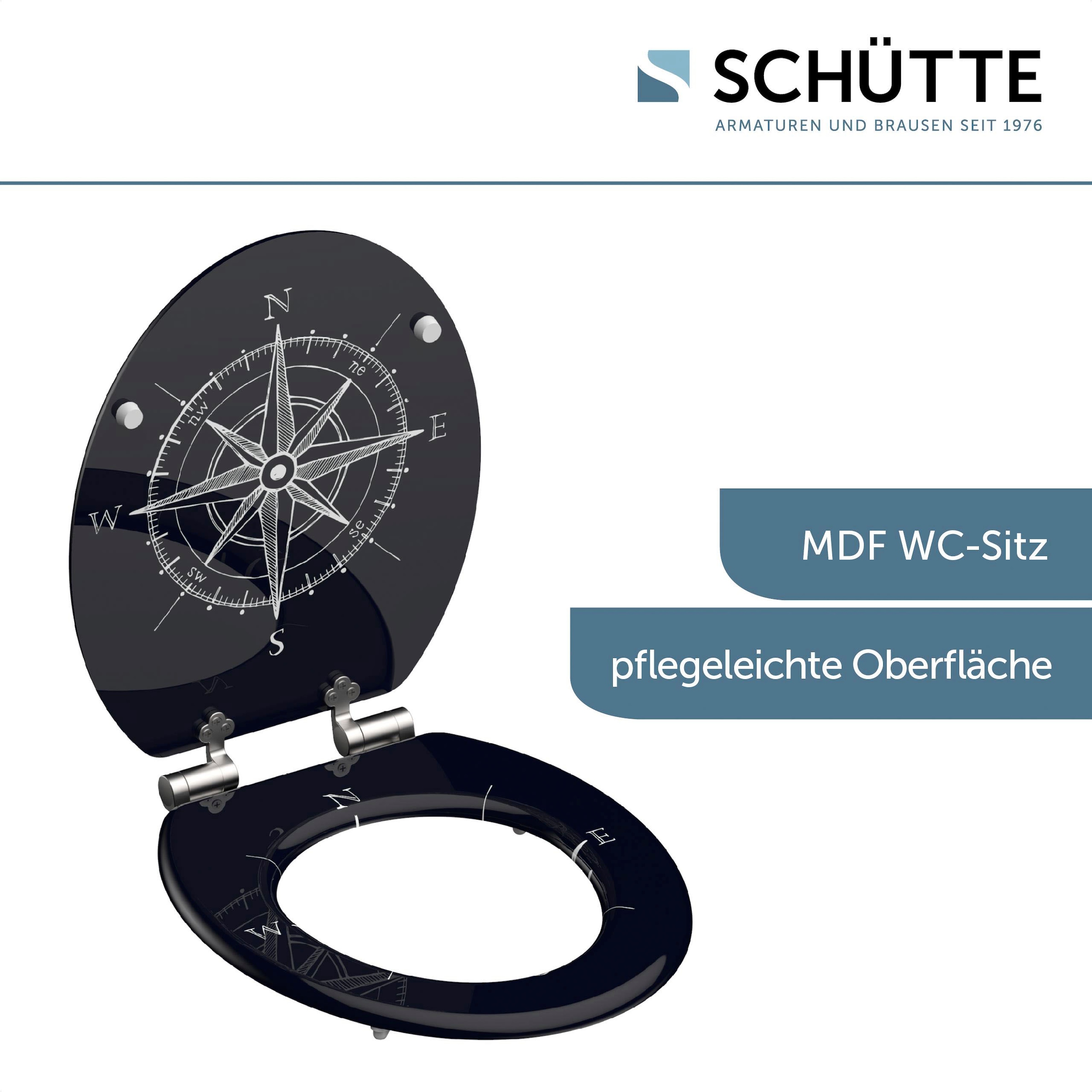 Schütte WC-Sitz »Compass«, mit Absenkautomatik und Holzkern