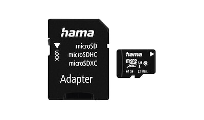 Speicherkarte »microSDXC 64GB Class 10 UHS-I 22MB/s+ Adapter/Foto«, (UHS-I Class 10 22...