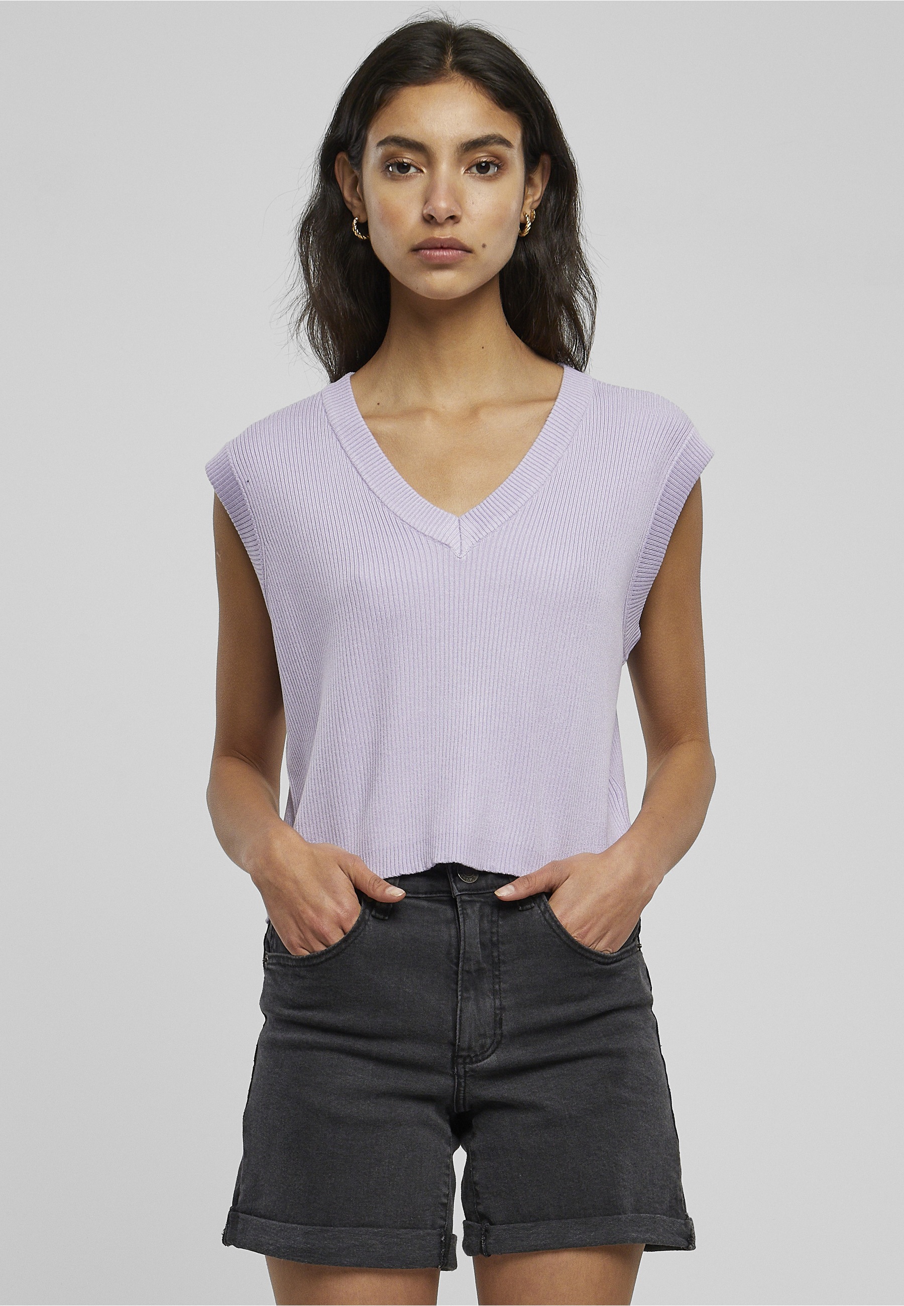 URBAN CLASSICS Rundhalspullover »Urban Classics Damen Ladies Short Knittd Slip On« 1 Stk.