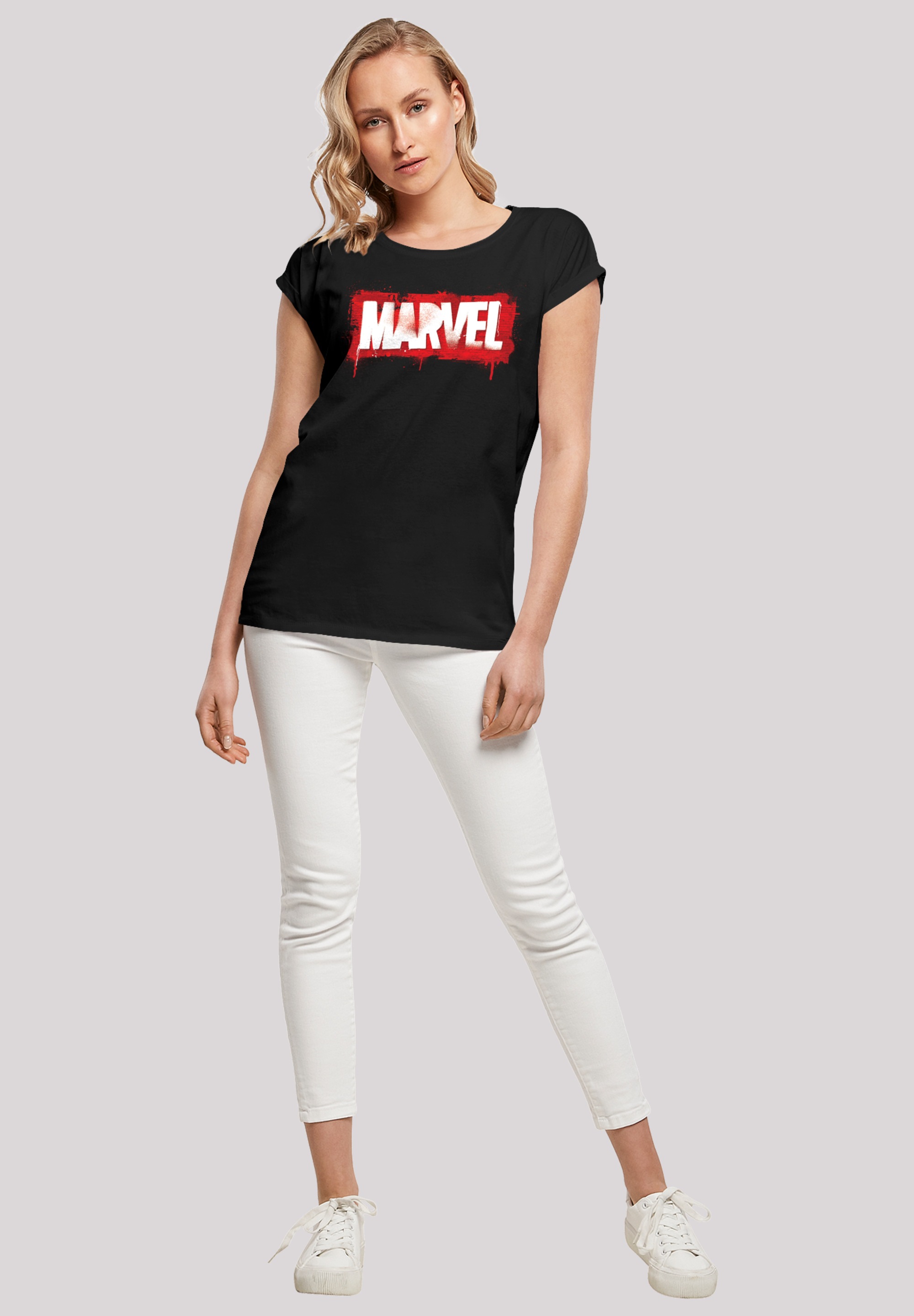F4NT4STIC Kurzarmshirt »Damen Marvel Spray Logo with Ladies Extended  Shoulder Tee«, (1 tlg.) bestellen | BAUR | T-Shirts