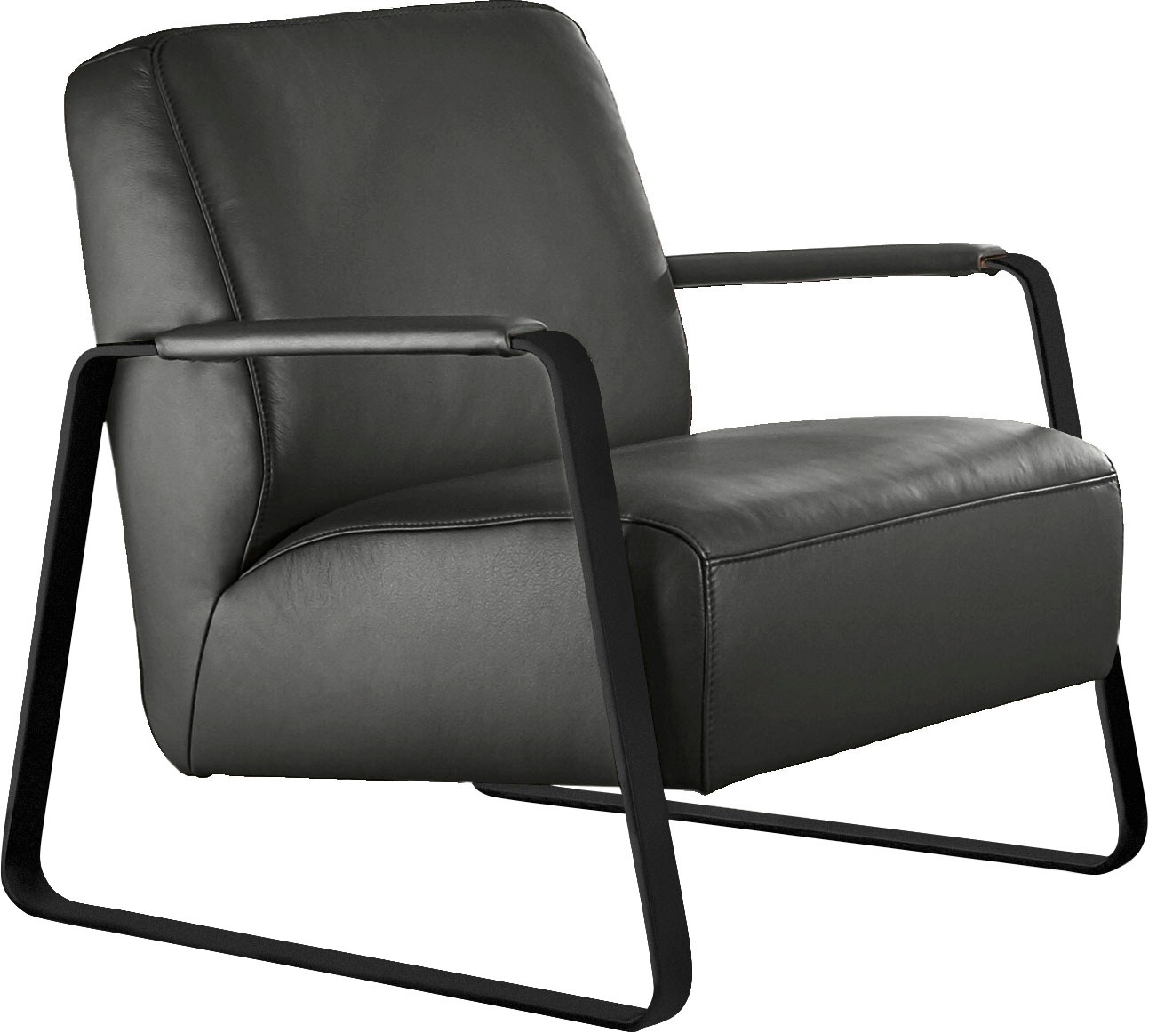 W.SCHILLIG Cocktailsessel »quadroo Loungesessel,«, mit bezogenen Armlehnen, Gestell in Schwarz pulverbeschichtet