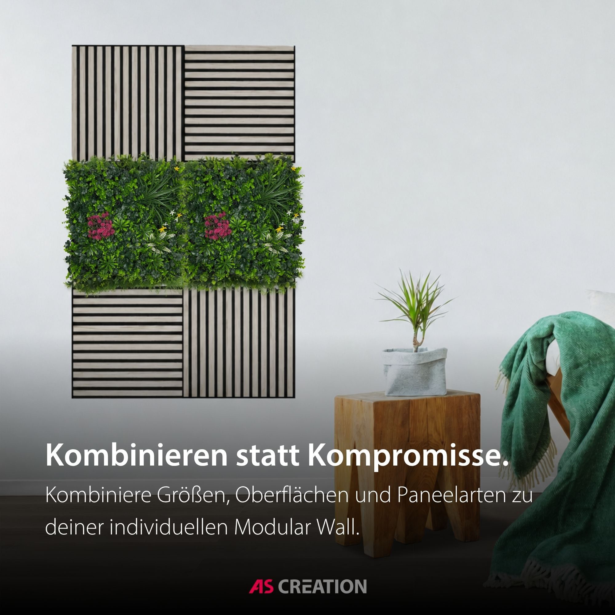 Architects Paper 3D Wandpaneel »A.S. Création Modular Wall Wandpaneel Pflanzenoptik« 1 tlg. Kunstpflanzen auf rPET-Filz für farbstarke botanische 3D-Wände