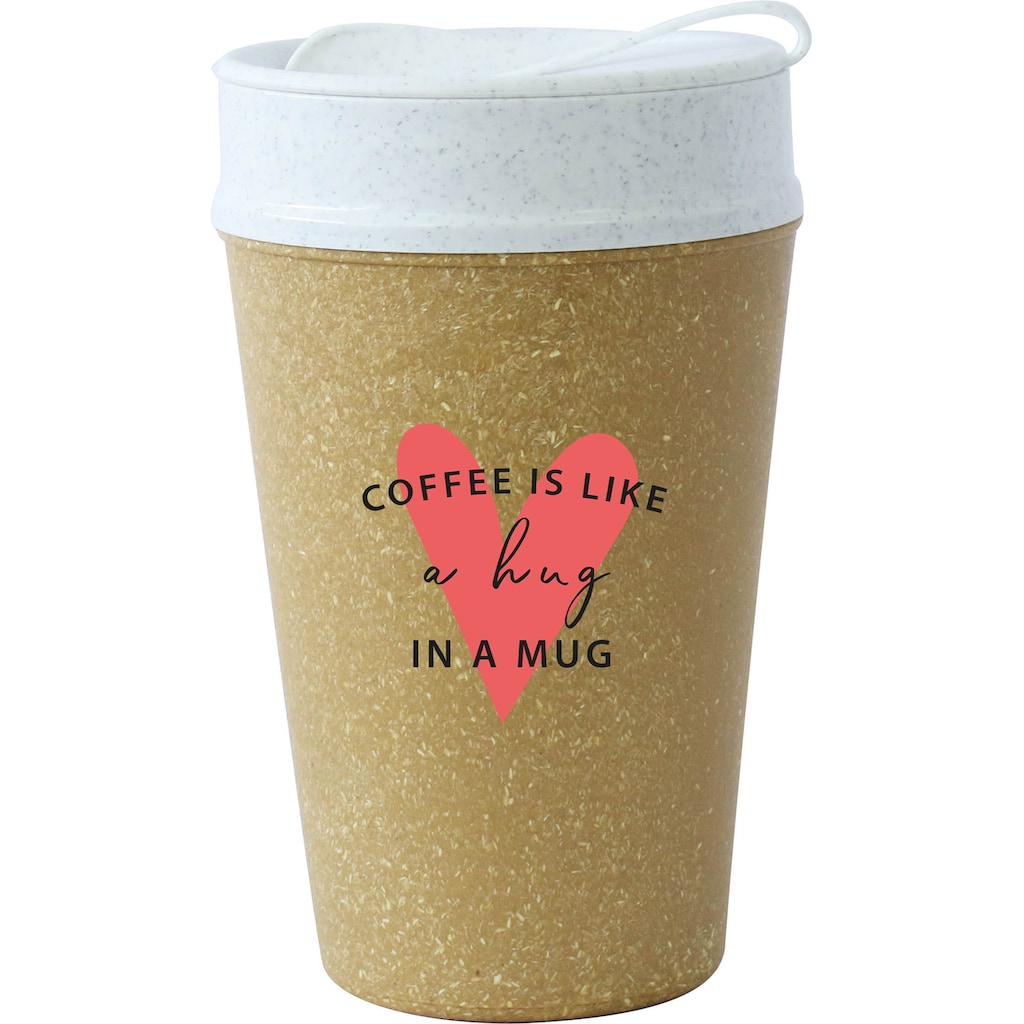 KOZIOL Coffee-to-go-Becher »ISO TO GO LIKE A HUG IN A MUG«, (1 tlg.), 100% biobasiertes Material,doppelwandig,melaminfrei,recycelbar,400ml