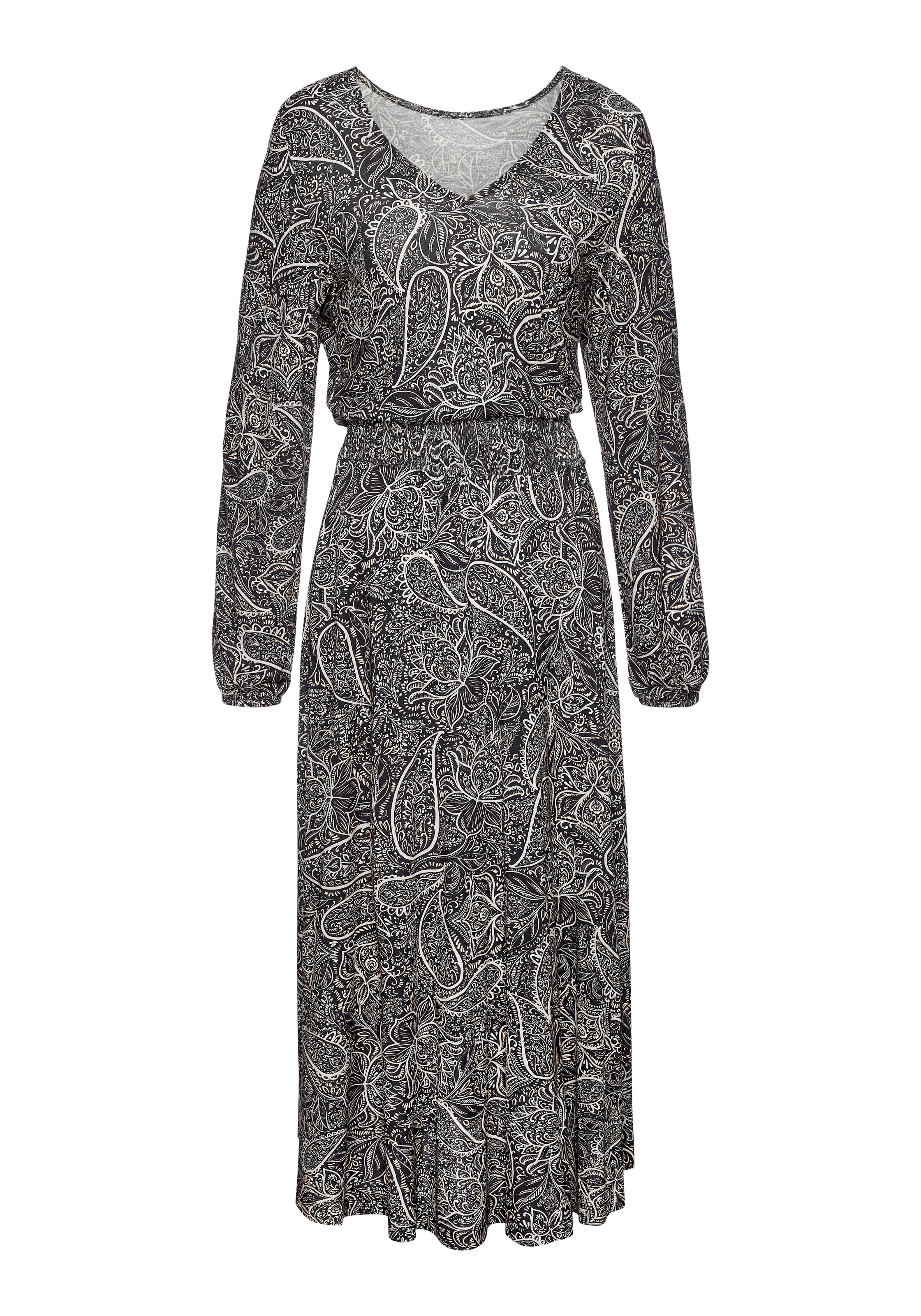 LASCANA Maxikleid mit Smok-Einsatz in der Taille