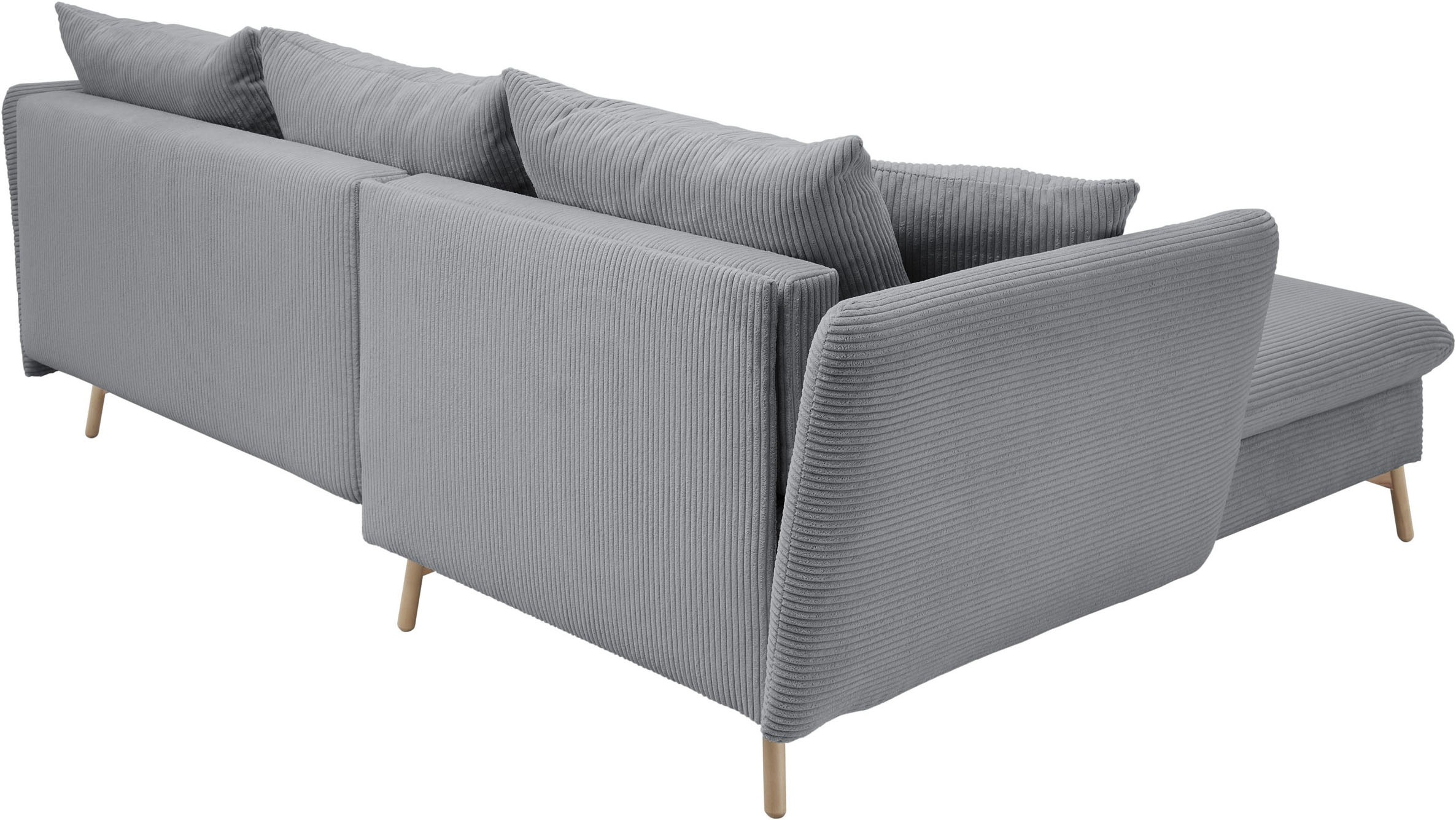 andas Ecksofa »MERLE, 258 cm, L-Form, traumhafter Cord,«, mit Bettfunktion und Bettkasten, Liegefläche 224 x 139