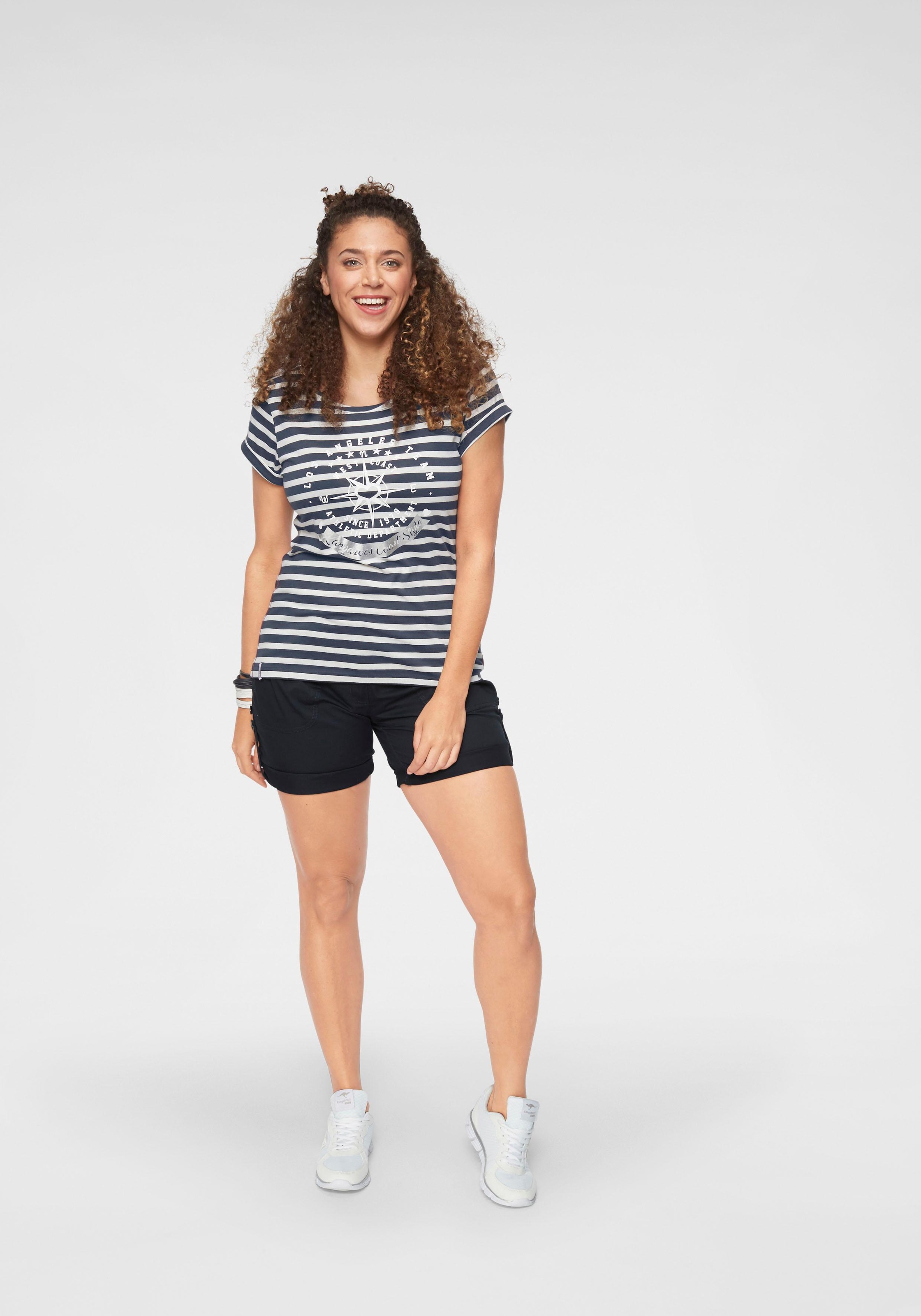 KangaROOS Print Shirt Women Blue Striped Size 52/54 3
