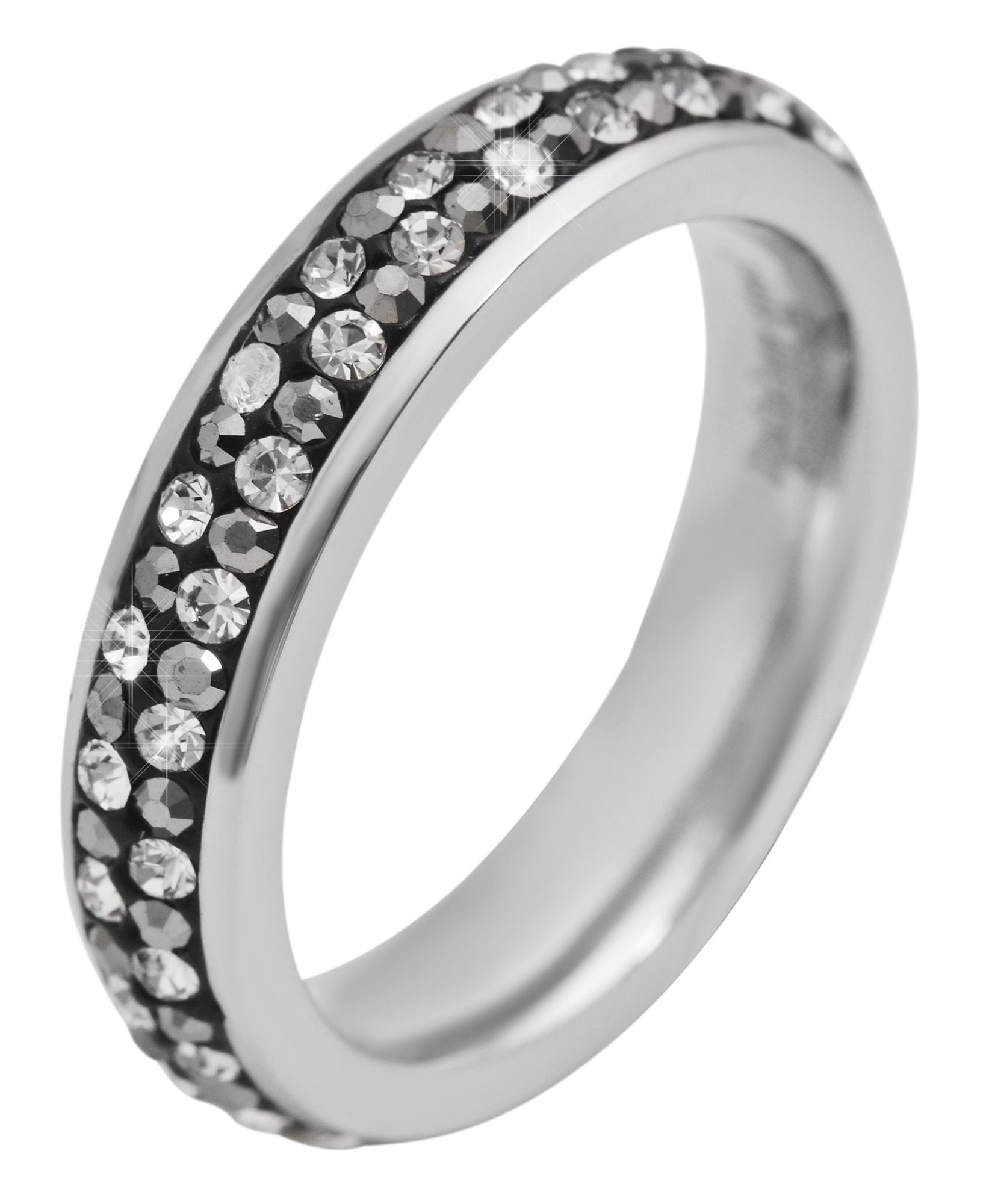 Fingerring ADELIA´S "Damen Ring aus Edelstahl mit Strass Steinchen" Gr. 60, silber, Fingerringe, Damen, 60, Edelstahl, Fingerring