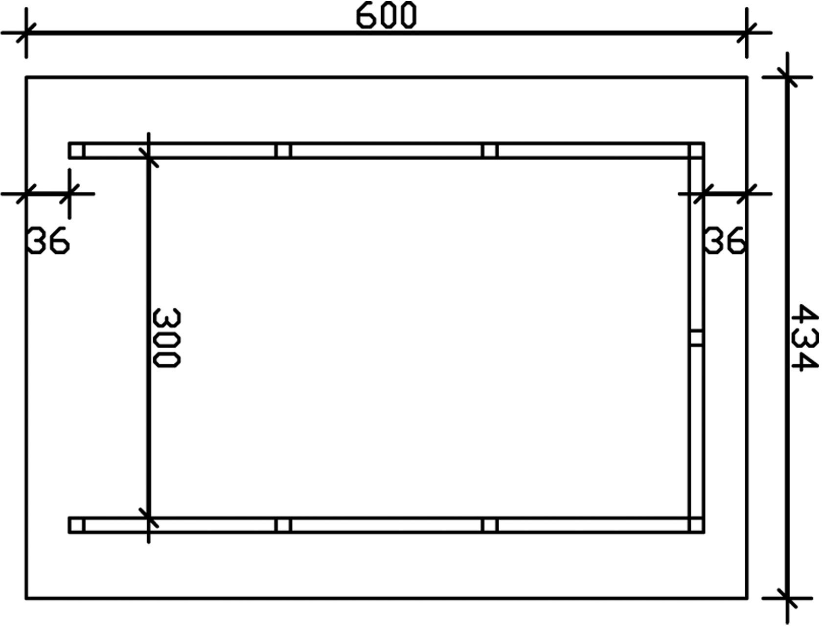 Skanholz Einzelcarport »Schwarzwald«, KVH-Fichte, 300 cm, Eiche hell, mit Rückwand, mit Dachschalung