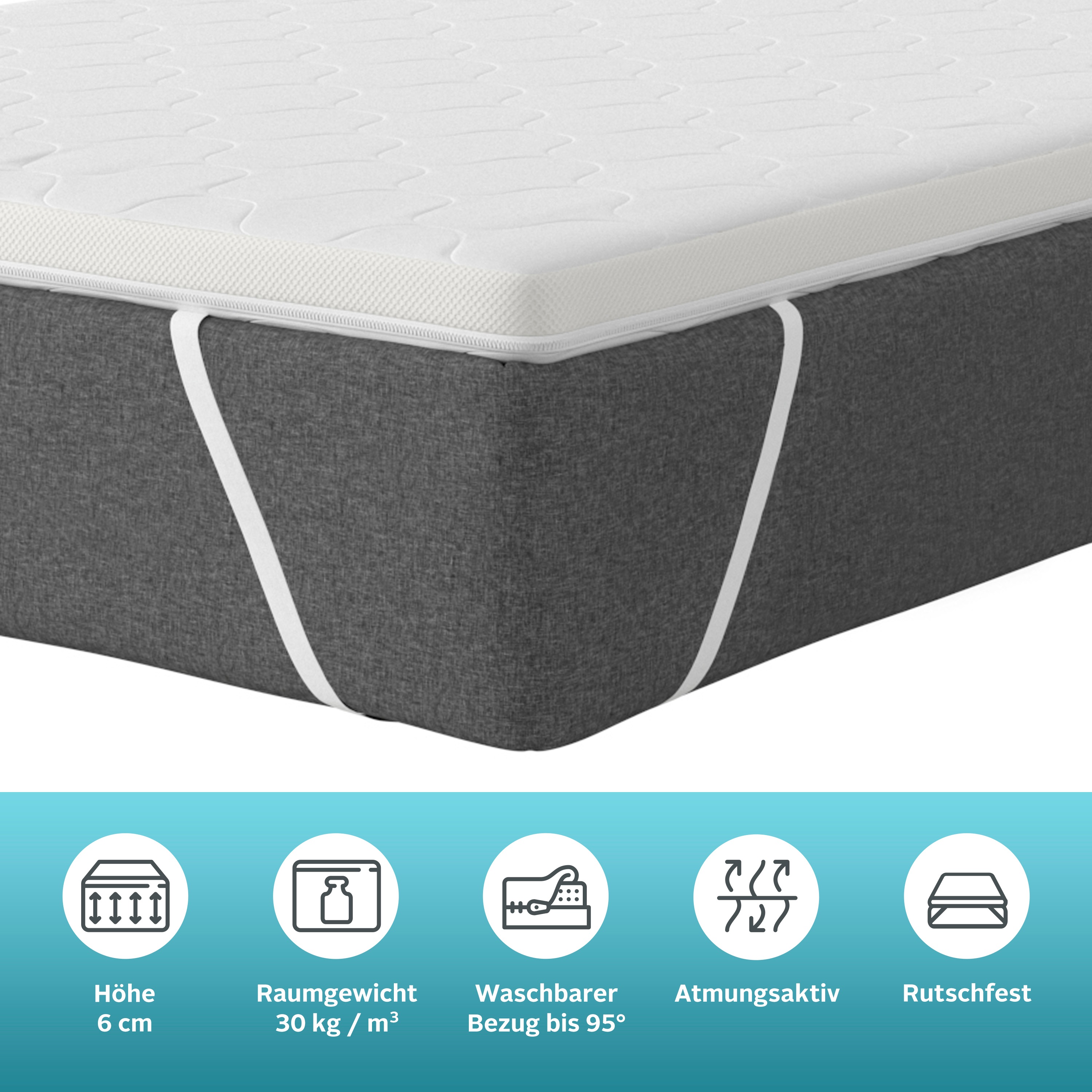 Thumbnail - my home Topper "Polly Plus Komfort ECO, ideal für Boxspringmatratzen" Topper für Matratze 90x200 cm, 140x200 cm und weit...
