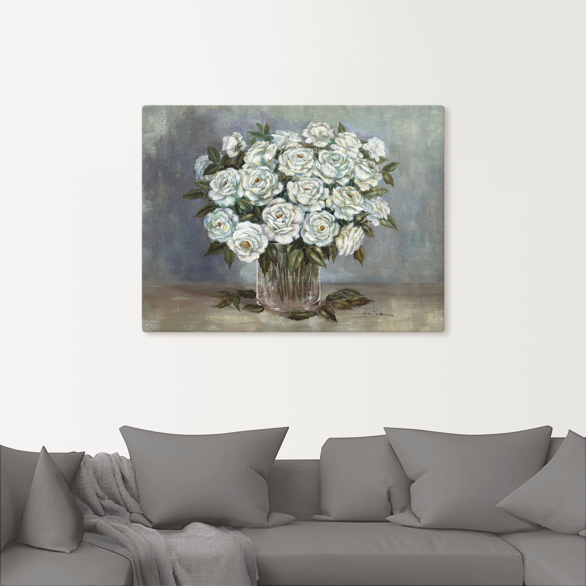 Artland Wandbild »Weiße Rosen«, Blumen, (1 St.), als Leinwandbild, Poster in verschied. Größen