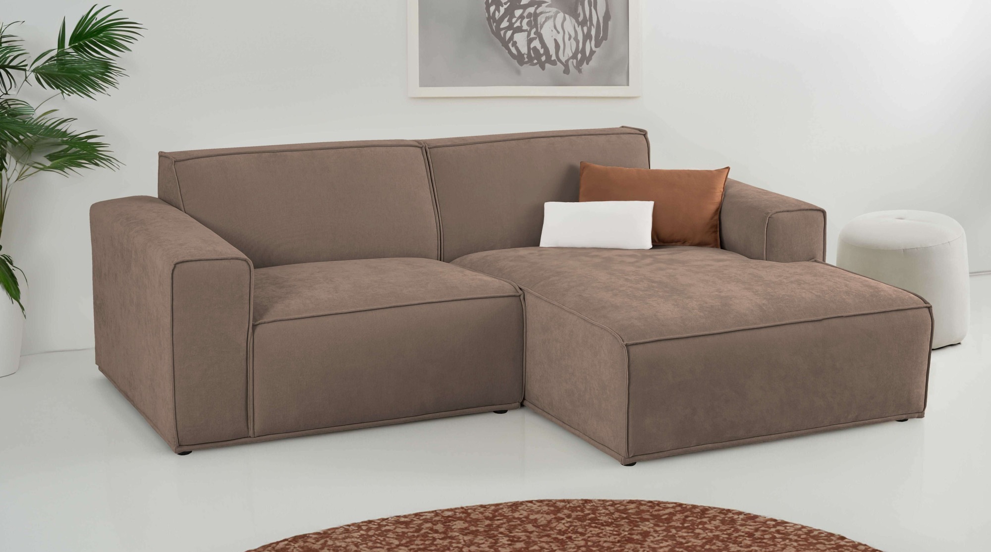 Home affaire Ecksofa "Avelin, 228 cm, L-Form, Chenille, Struktur-Boucle", m günstig online kaufen