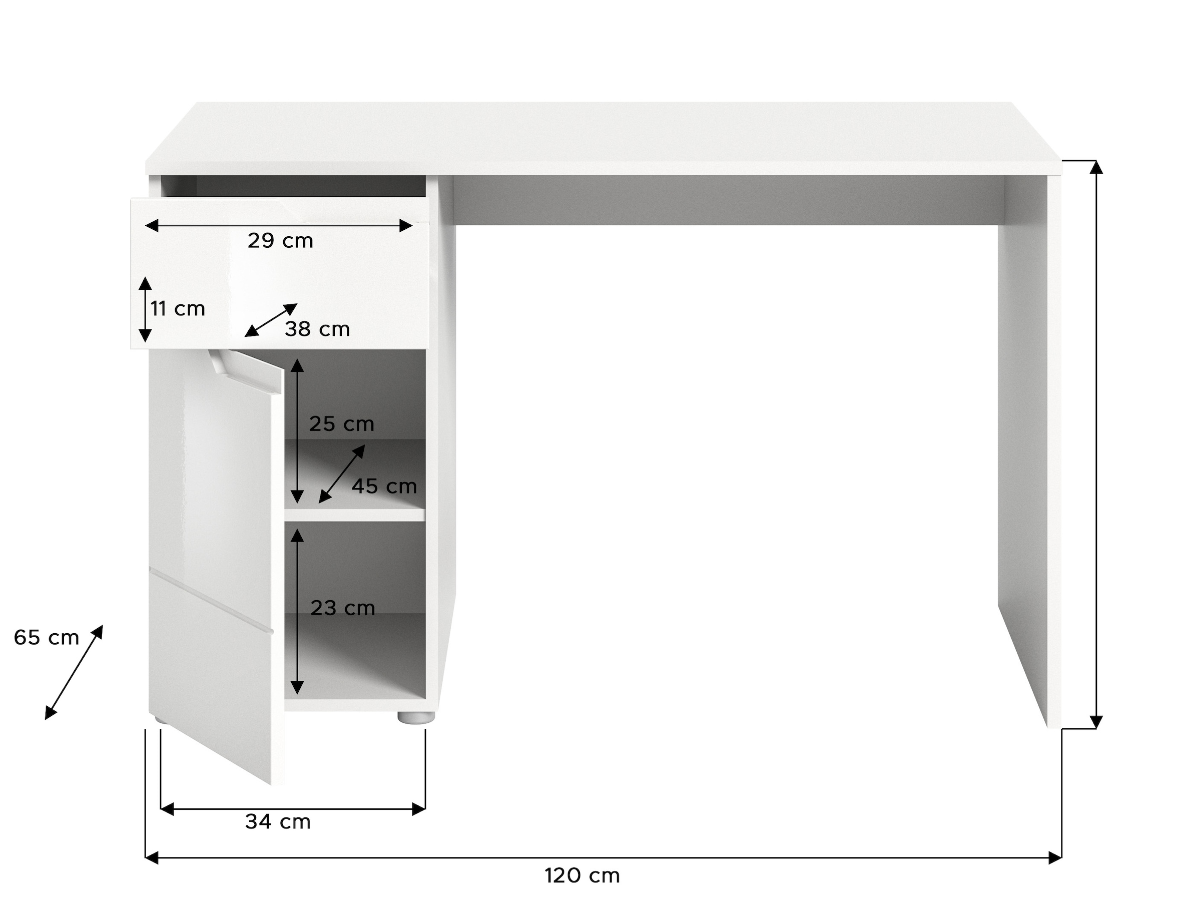 INOSIGN Schreibtisch »CAPRI, 1 Schubkasten & 1Tür inkl. eingefasster Griffmulde«, Computertisch, Home-Office-Tisch, Bürotisch, Office Desk