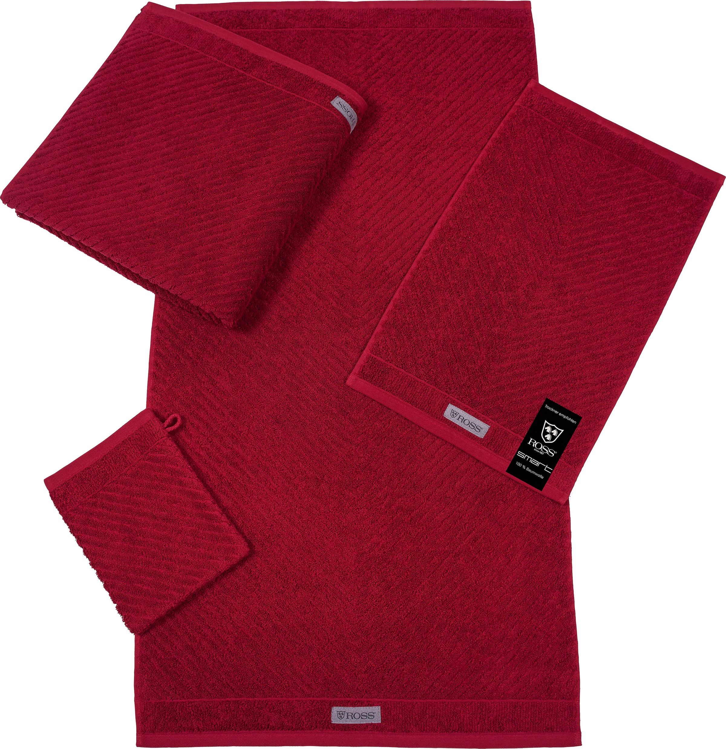 ROSS Handtuch »Smart«, (2 BAUR Uni-Rippe Velourslabel | mit St.), kaufen