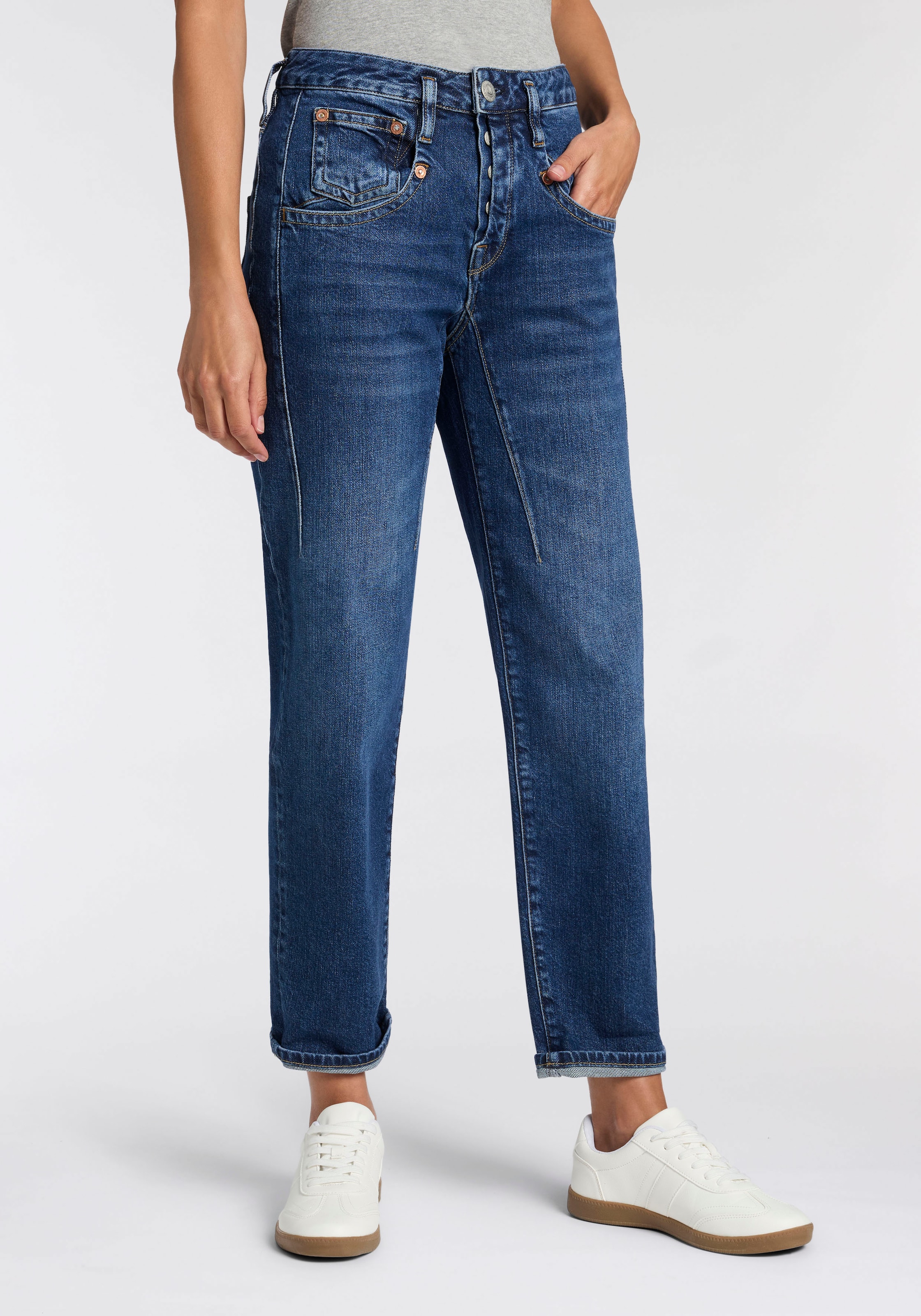 Herrlicher Boyfriend-Jeans "Shyra Tap Denim" High Waist mit Umschlagsaum