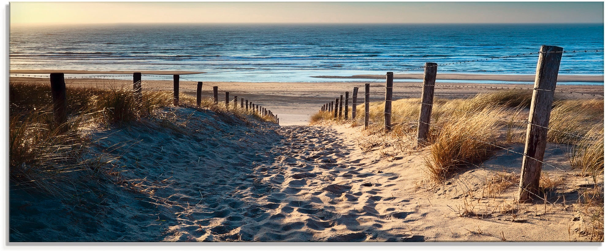 Artland Glasbild "Weg zum Nordseestrand Sonnenuntergang" Strand 1 Stk. tlg. günstig online kaufen