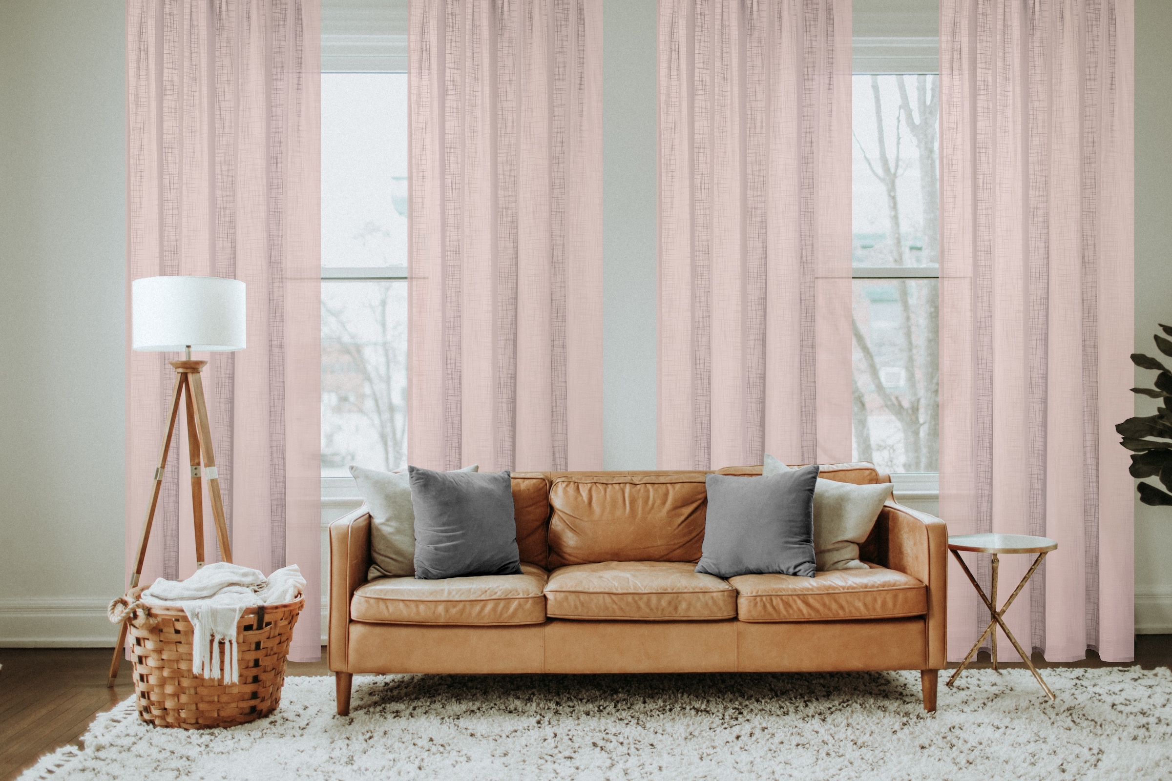 Home Basics Gardine "SOFTY" Ösen 1 Stk. tlg. Ösenschal Leinenstruktur SOFT