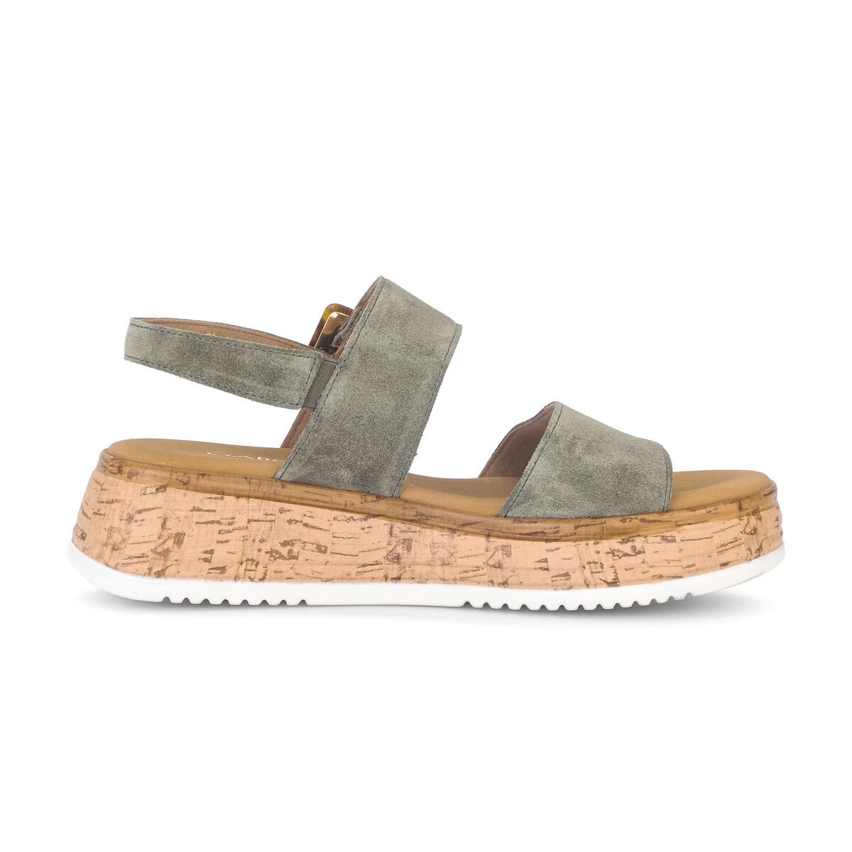 Keilsandalette GABOR "Genua", Damen, Gr. 40, schilf, Ziegenveloursleder, Schuhe, Riemchensandale, Sommerschuh, Komfortschuh in Weite G (=weit) 5