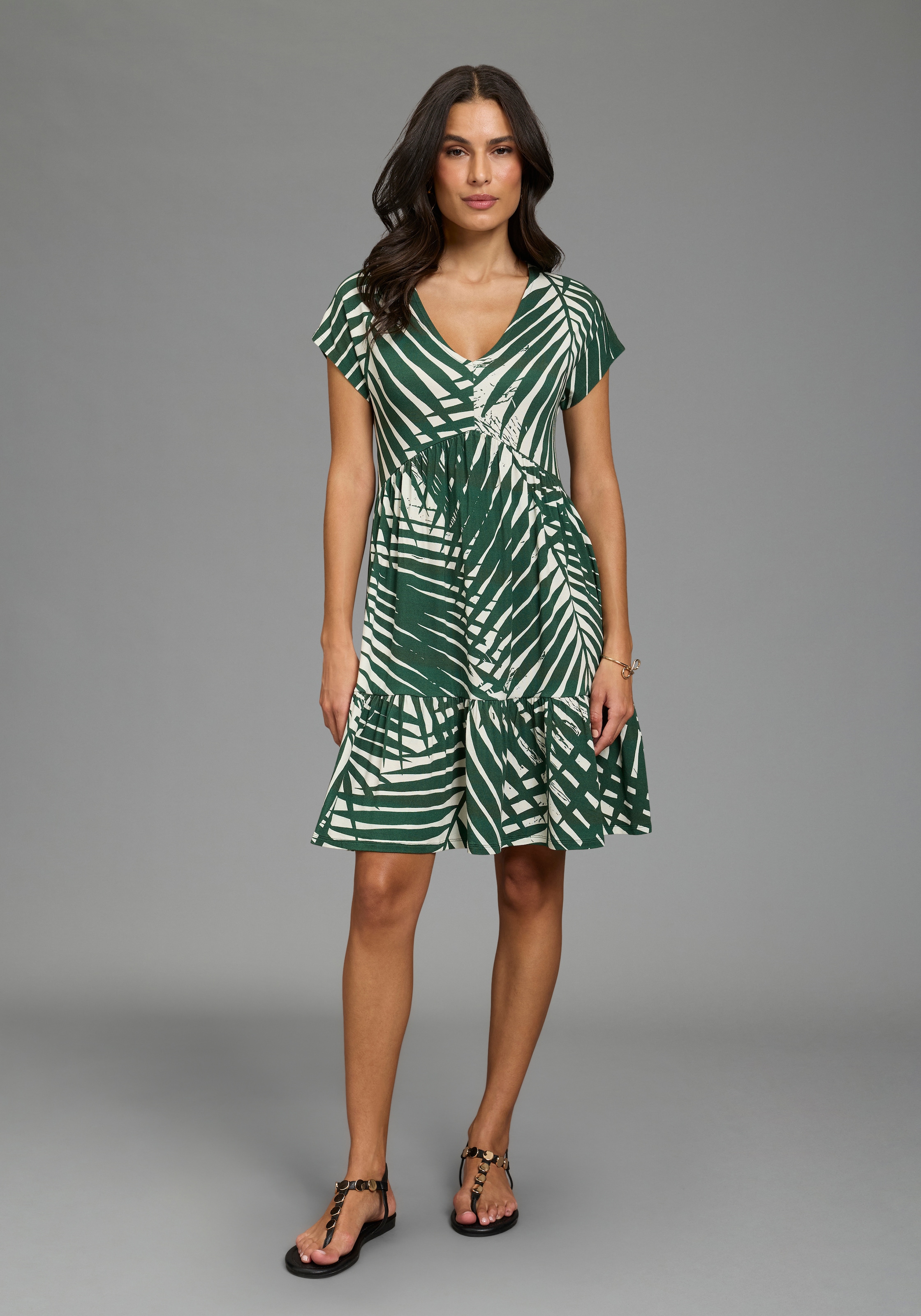 Laura Scott Sommerkleid gemustertes Design, besondere Nahtführung mit Volantsaum