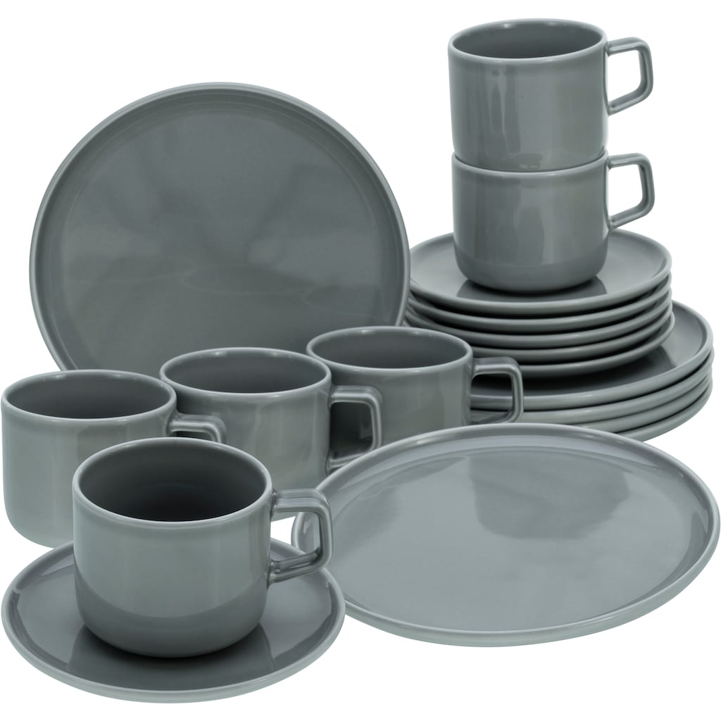 CreaTable Kaffeeservice »Chef Collection«, (Set, 18 tlg., Kaffeegeschirr für 6 Personen), Service, nordisches Design, 18 Teile, für 6 Personen