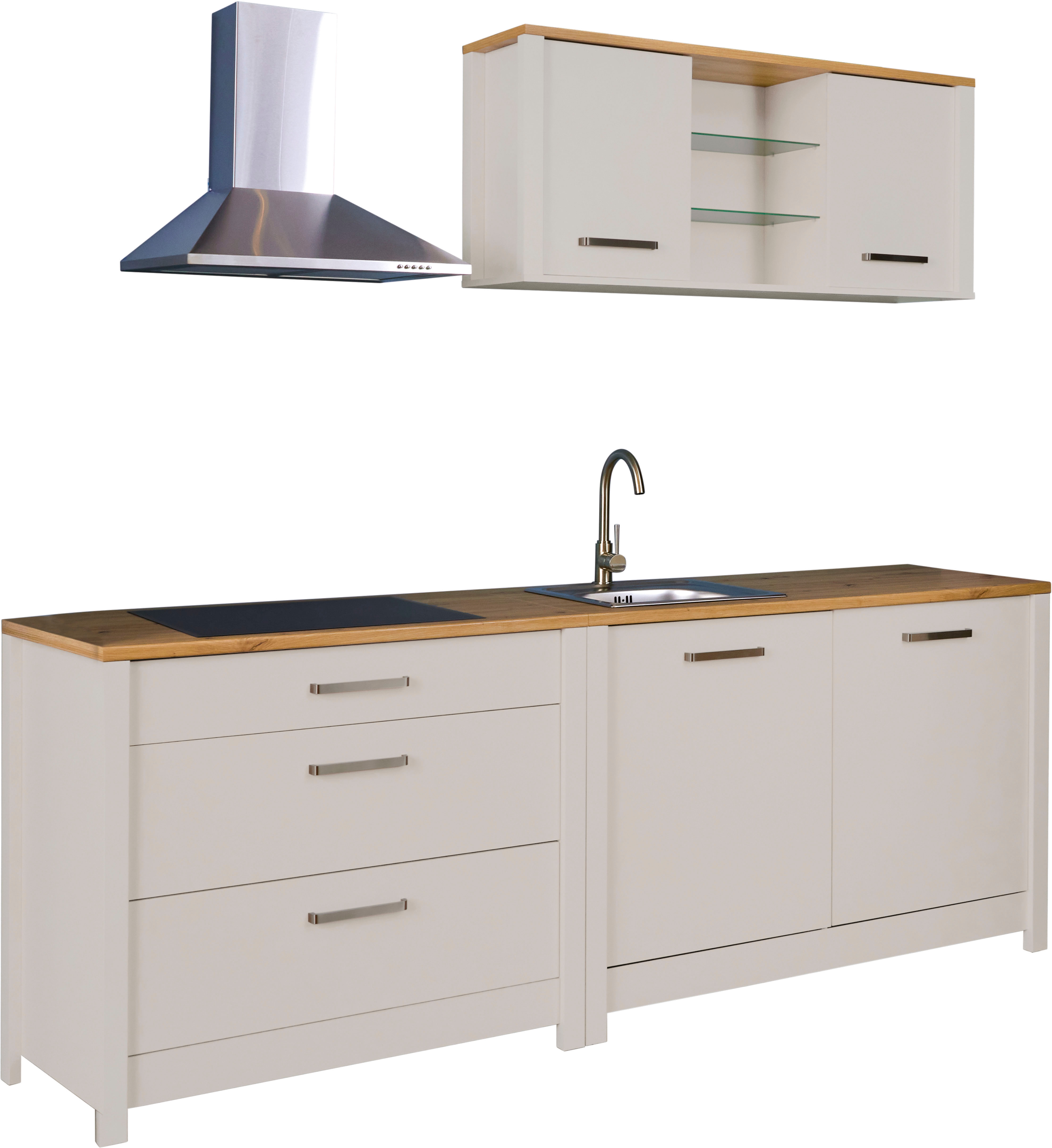 Inter Link Küchenzeile "Pienza, Einbauküche, Küchenblock, Küchenmodul, Kompaktküche" Ohne E-Geräte, für Spüle/Spülmaschine, Kochfeld, B: 230 cm