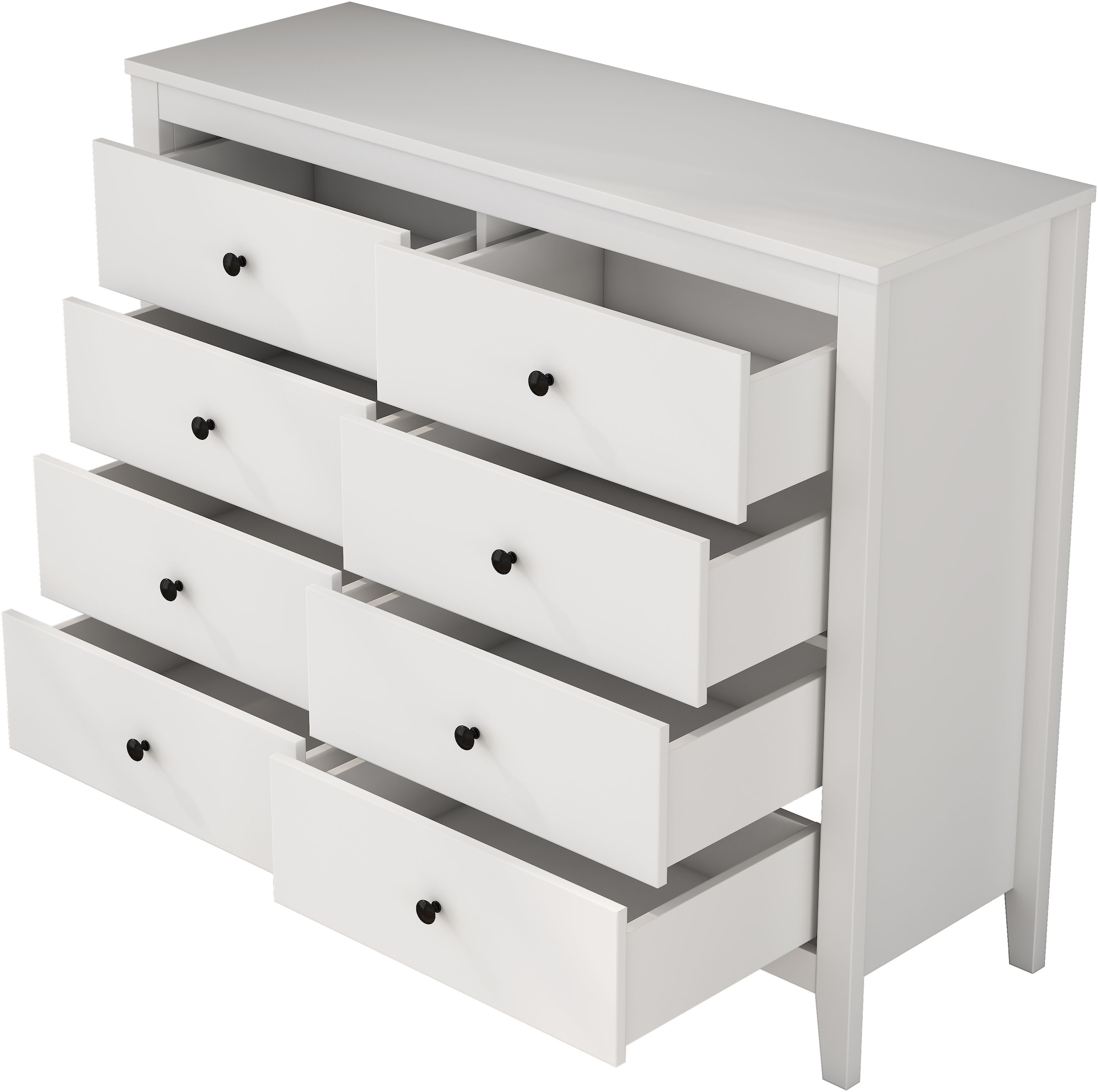OTTO home Schubkastenkommode »Borkum Sideboard mit 8 Schubladen Bestseller Landhaus weiß« schwarze Griffe aus Metall, 