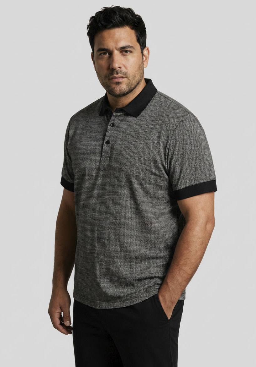 Mans World Plus Poloshirt "auch in Grosse Größen bis Gr. 7XL Ärmel-Fit" Regular Fit, Kurzarm, mit Seitenschlitzen, gemustert