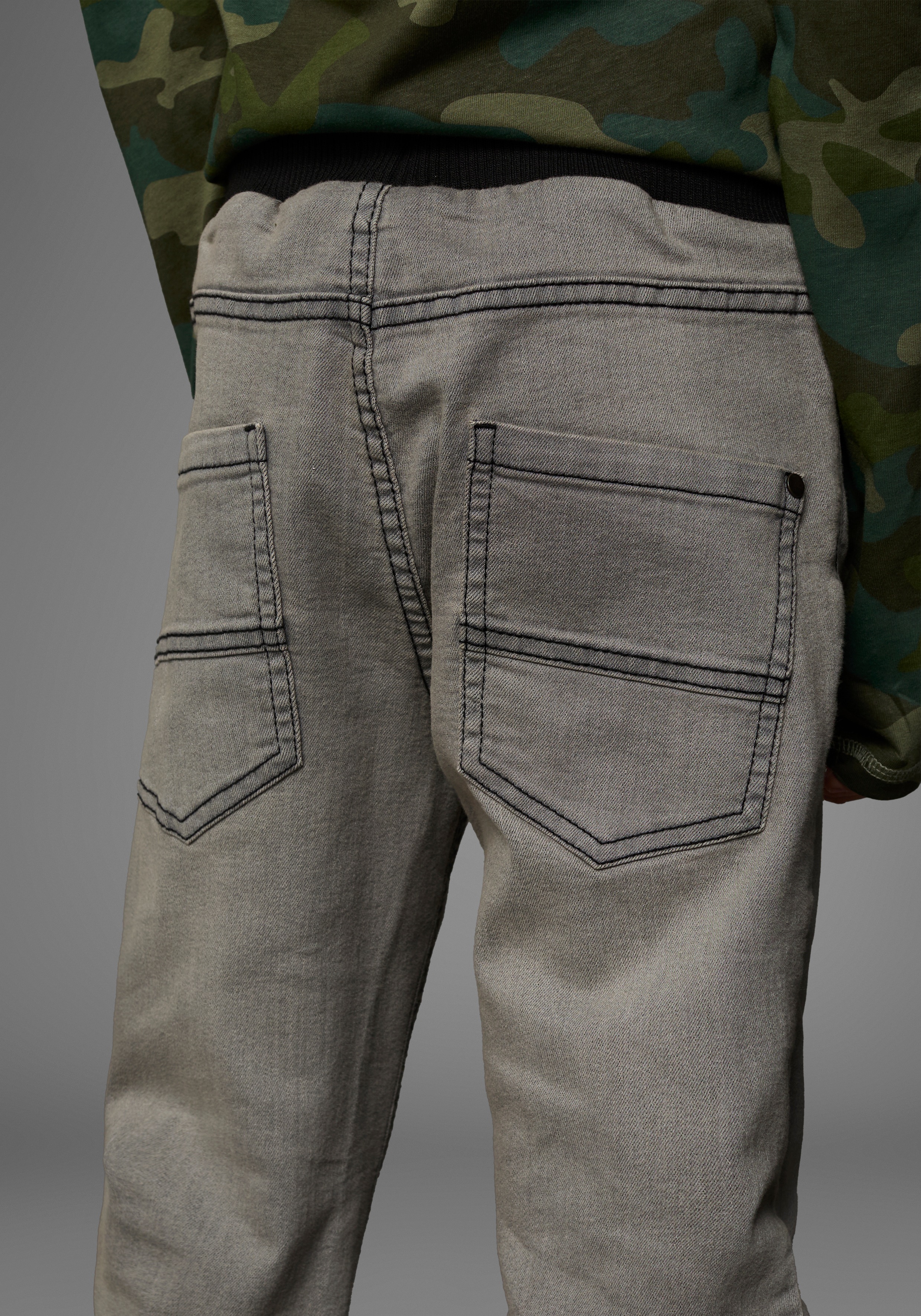 Thumbnail - Arizona Schlupfjeans ", Stretch-Jeans für Jungen" bequeme O-Shape-Passform, Used-Look-Waschung