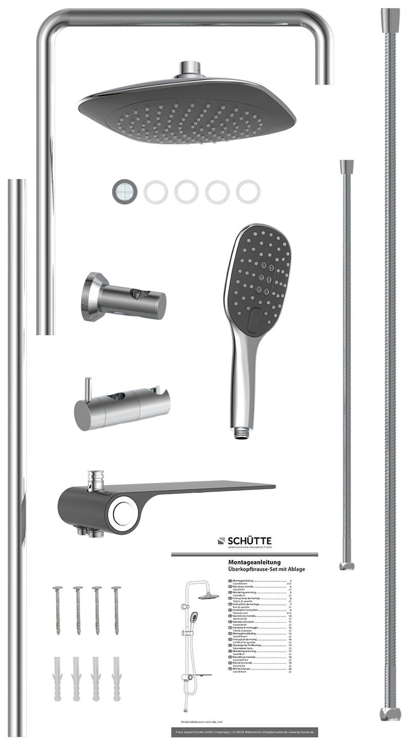 Schütte Brausegarnitur »Aquastar«, Duschsäule Brauseset, mit Ablage, Handbrause mit 3 Funktionen