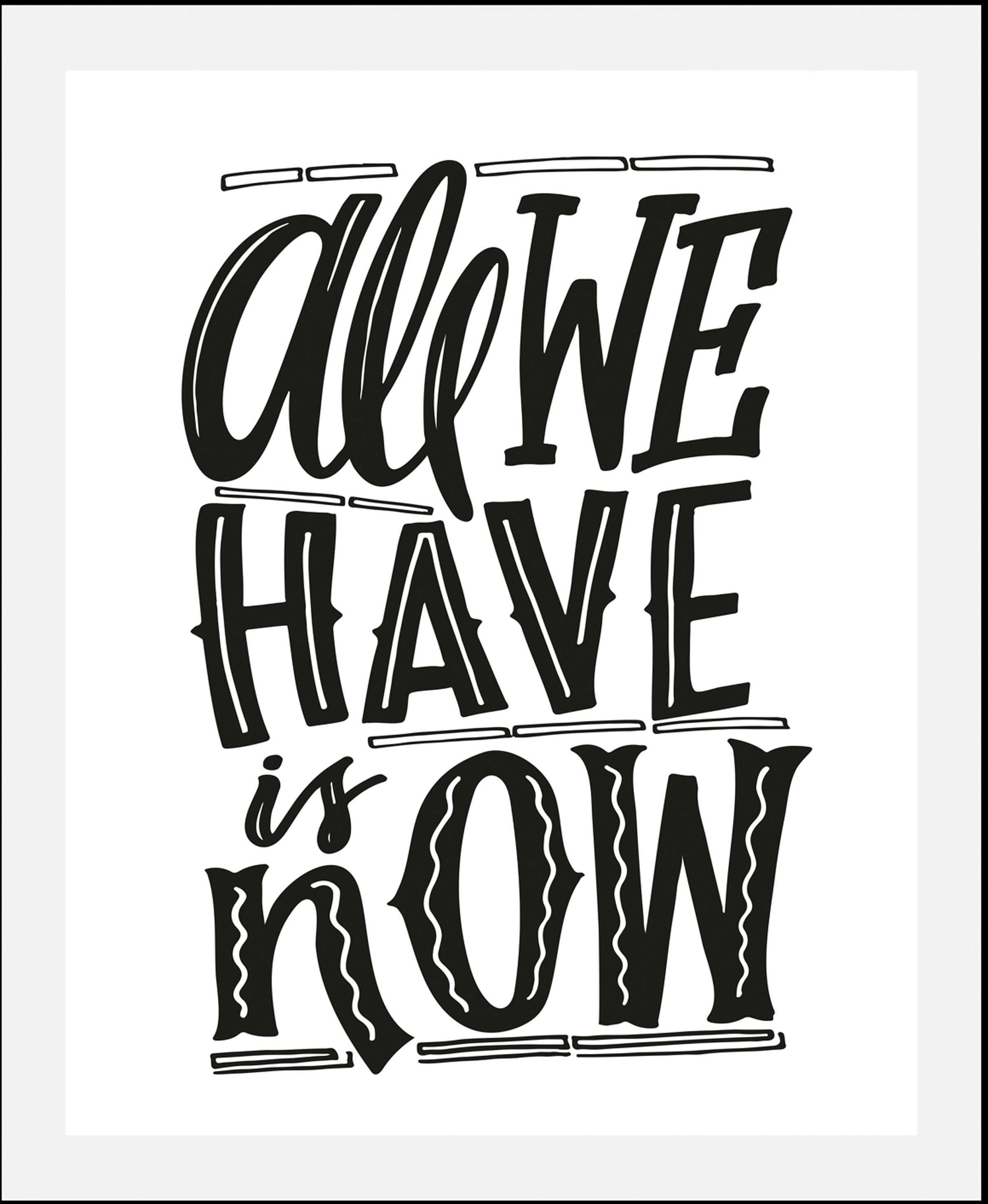 queence Bild »Now«, Schriftzüge-Sprüche & Texte-Motivationsbilder-Schwarz-Weiß, (1 St.), HD Premium Poster-Druck inkl. Holzrahmen