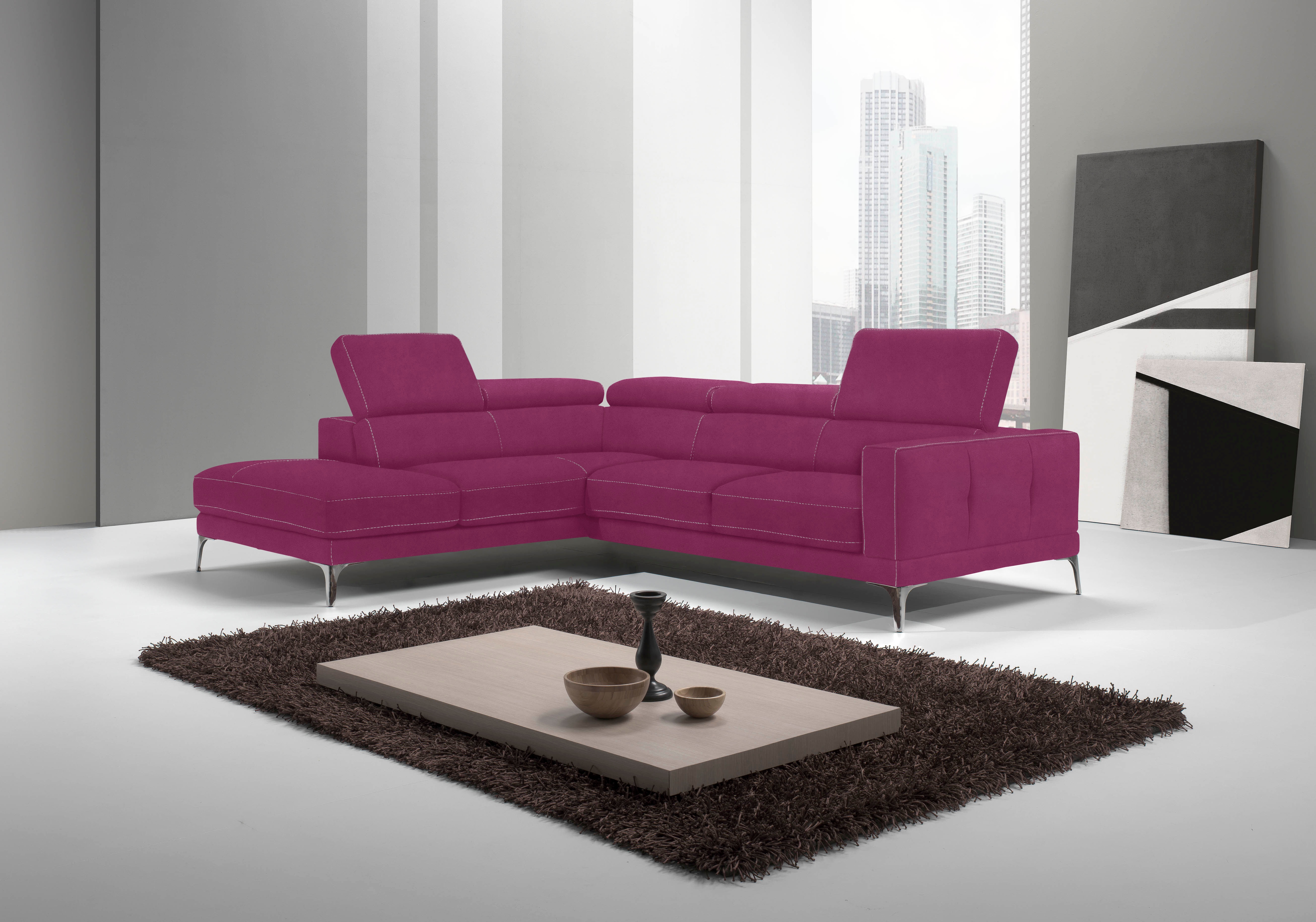 Egoitaliano Ecksofa "Claudie, Designsofa mit extrakomfortablem Sitzkomfort, L-Form" Inkl. Kopfteilverstellung, L-Form
