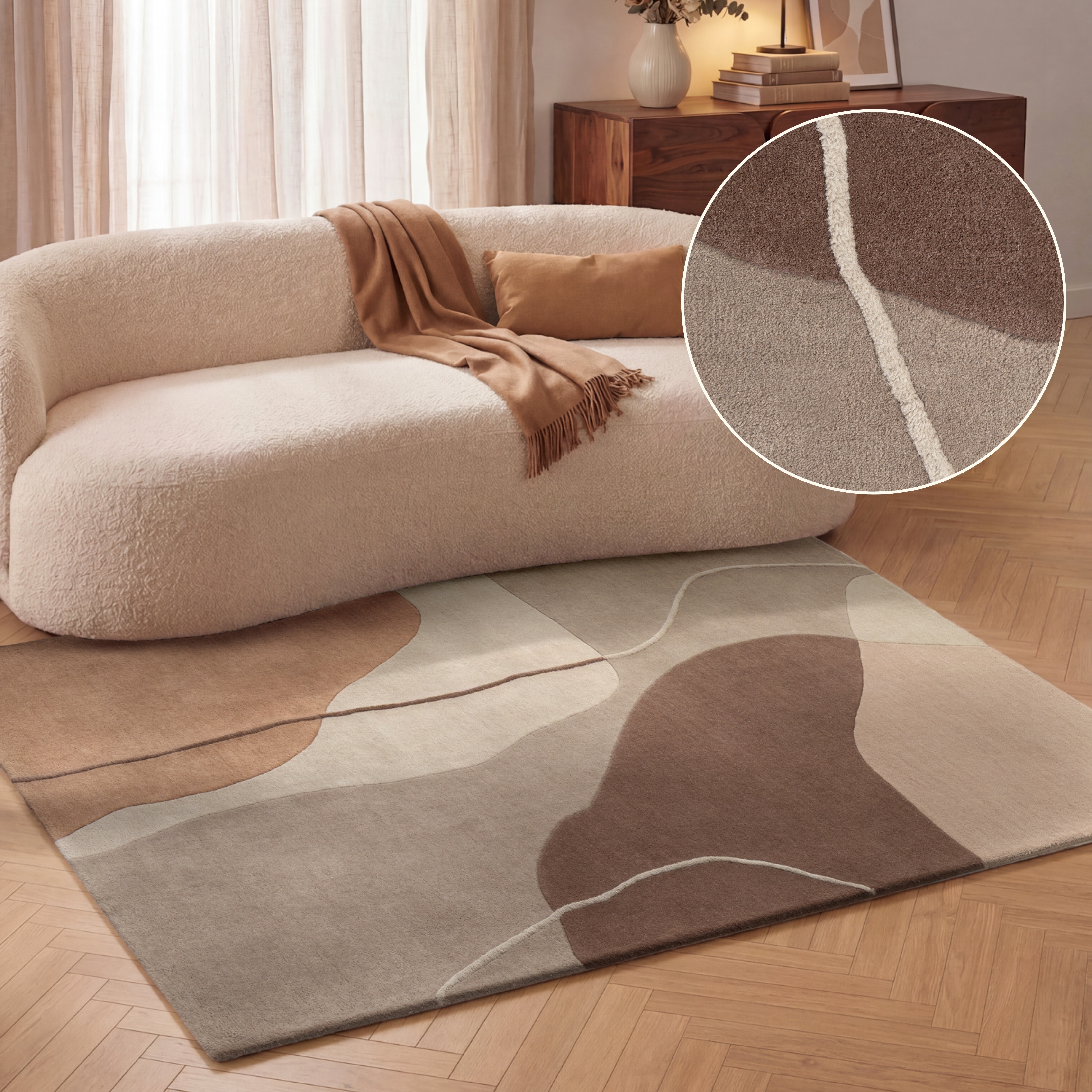 Villeroy & Boch Wollteppich "Muse" rechteckig 17 mm Höhe Wolle, Natur,Handgemacht, Abstrakt, Kurzflor, Wohnzimmer, Schlafzimmer