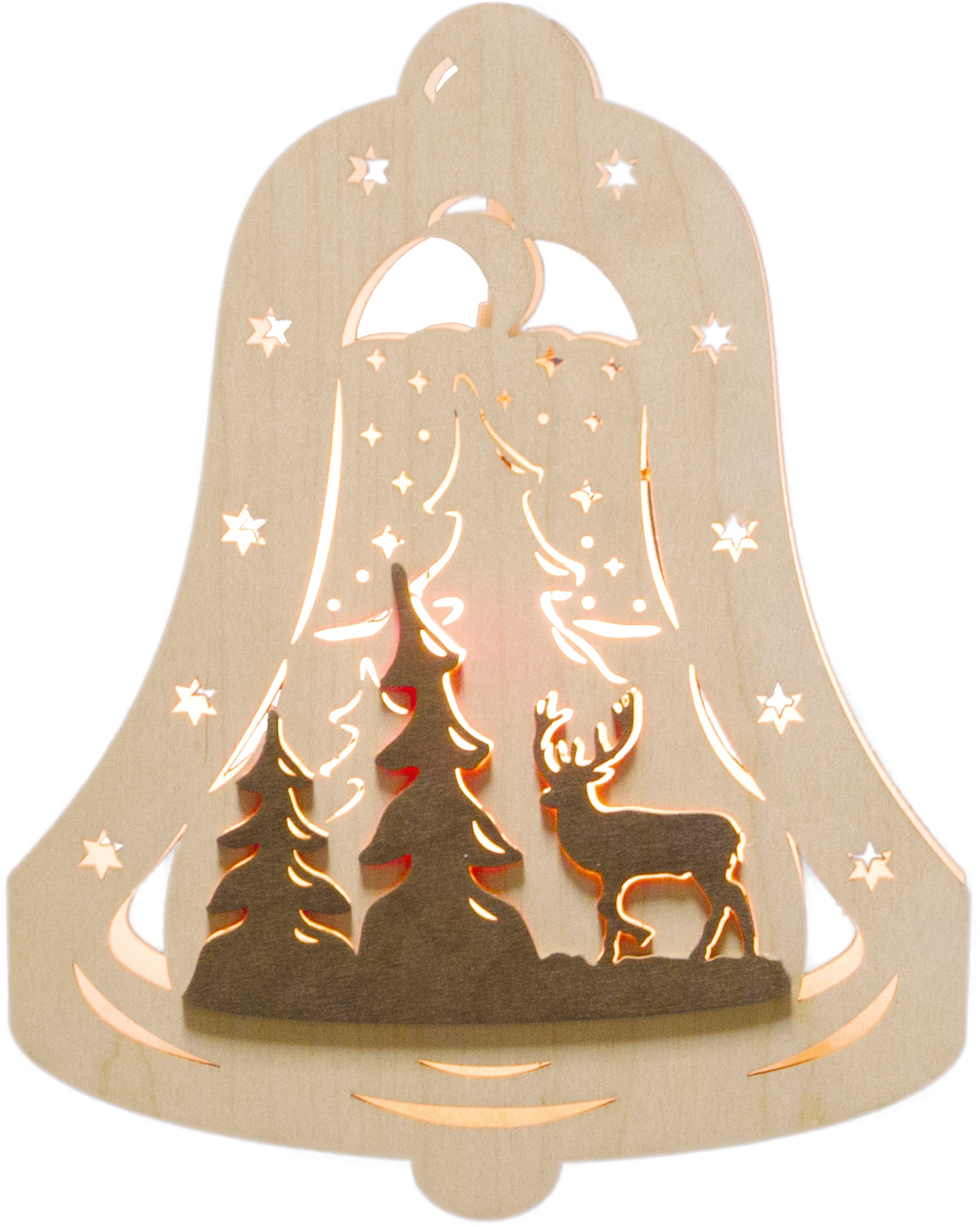 | eingerahmt Dekolicht Glocke »Waldmotiv, in 1 Weihnachtsdeko«, BAUR flammig-flammig, Motiv Weigla