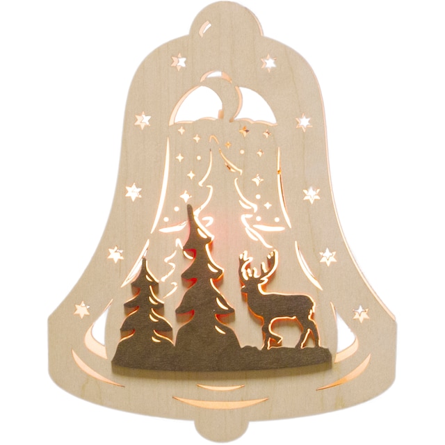 BAUR in flammig-flammig, »Waldmotiv, 1 eingerahmt | Glocke Weigla Weihnachtsdeko«, Motiv Dekolicht