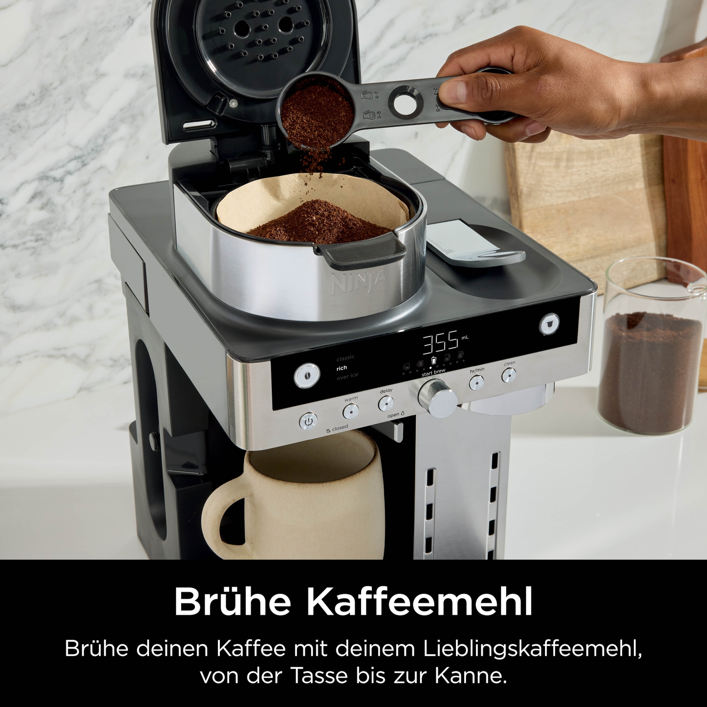 NINJA Filterkaffeemaschine »und Espresso-Kapselmaschine Prestige DualBrew System CFN802EU« 1,8 l Kaffeekanne Papierfilter 3 Variationen und 10 Getränkegrößen, mit einklappbarem Aufschäumer