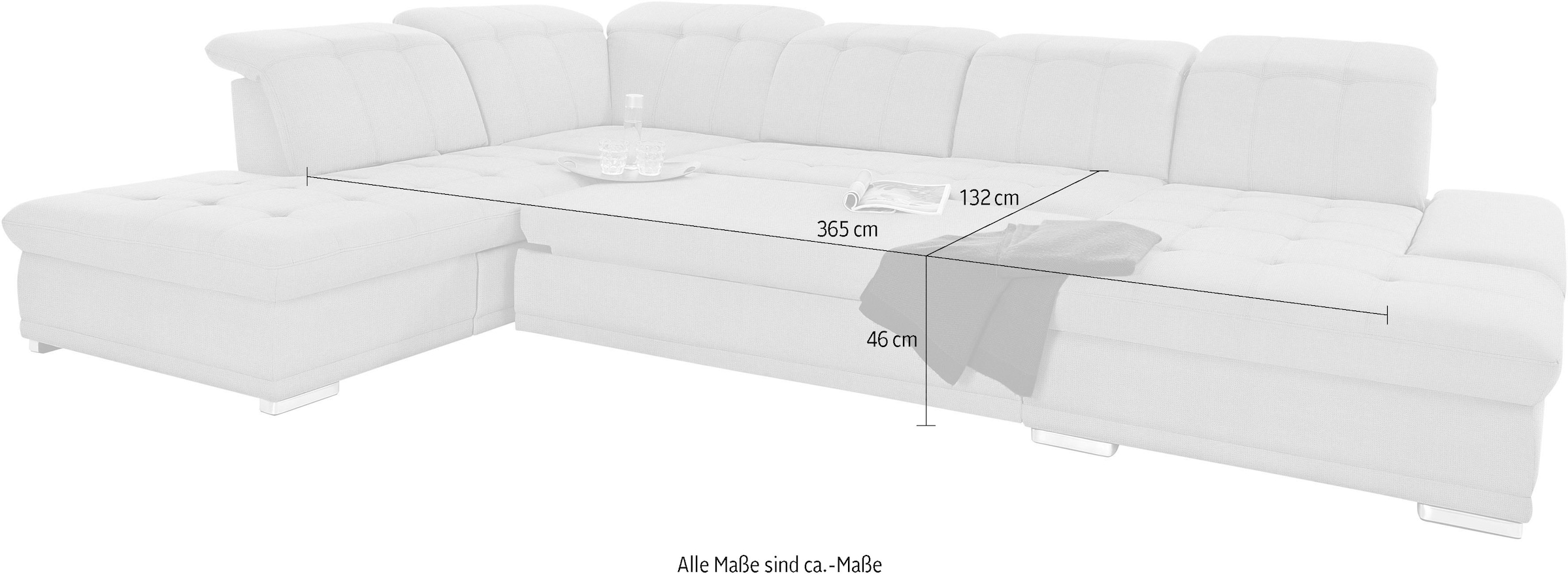 COTTA Wohnlandschaft »Holiday U-Form mit Sitztiefen-, Armteil- und Kopfteilverstellung«, wahlweise mit Bettfunktion & Bettkasten