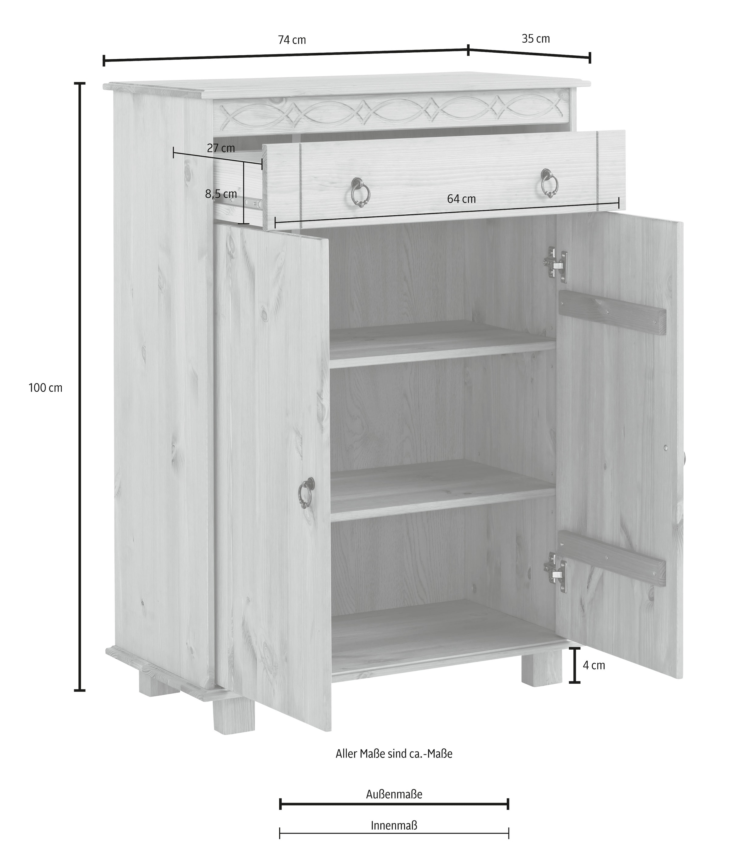 Home affaire Kommode »Indra«, 74 cm breit