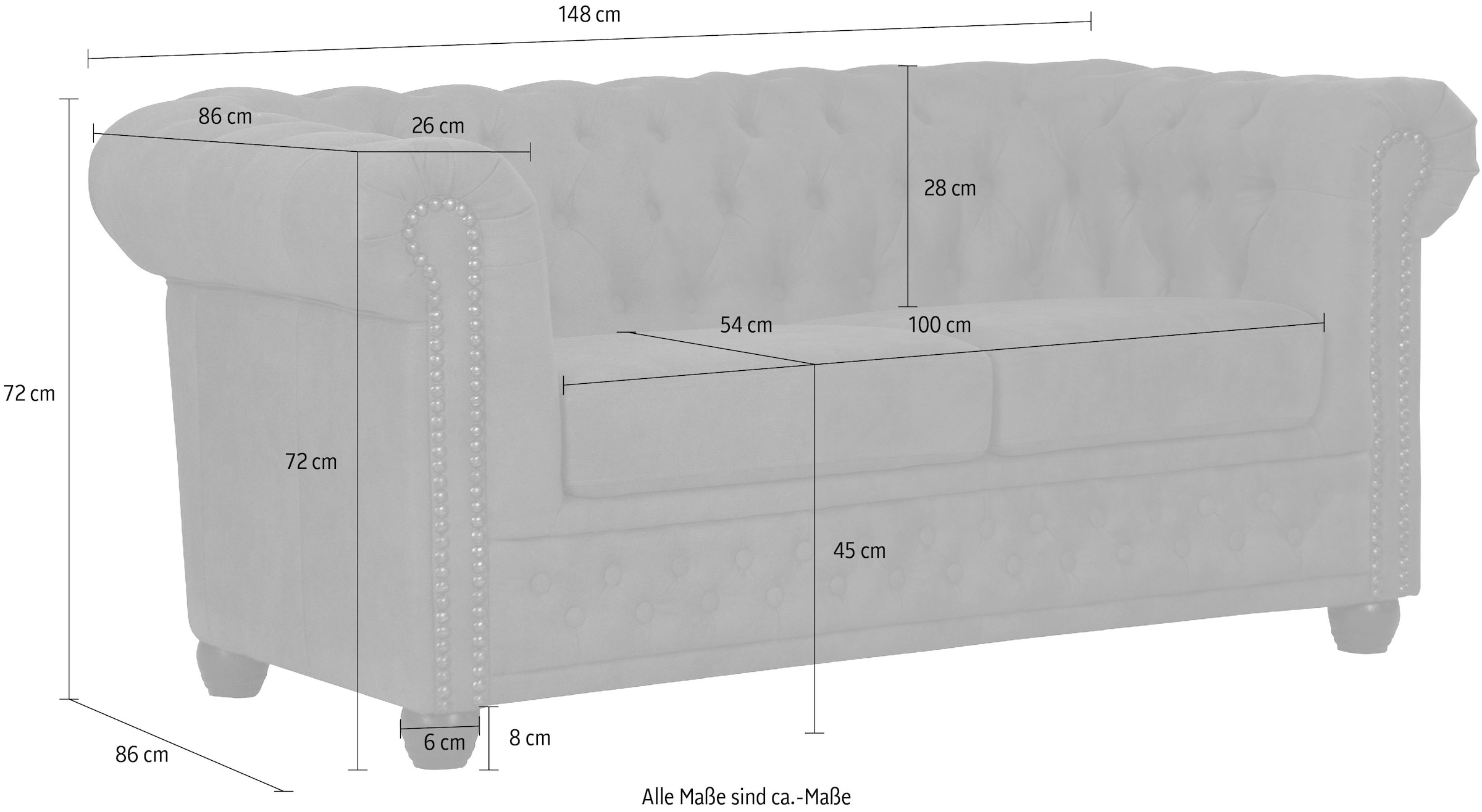 Home affaire Chesterfield-Sofa »Rysum«, Chesterfield-Optik, in 2 Bezugsqualitäten