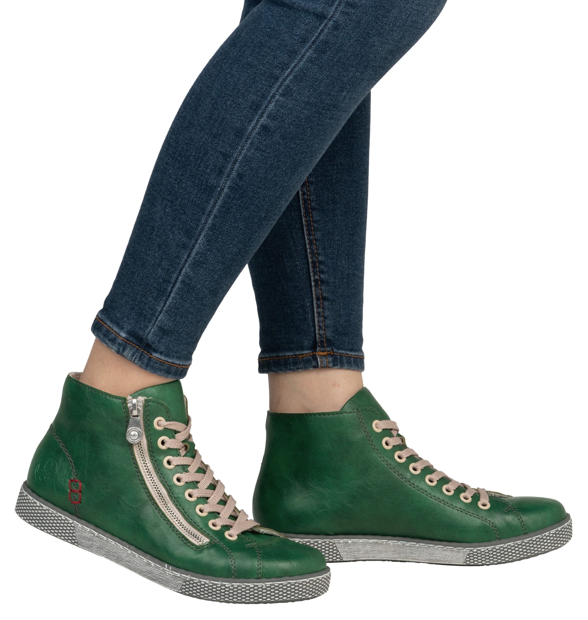 Rieker Schnürboots, Schnürstiefelette, Casual-Boots mit Reißverschluss außen