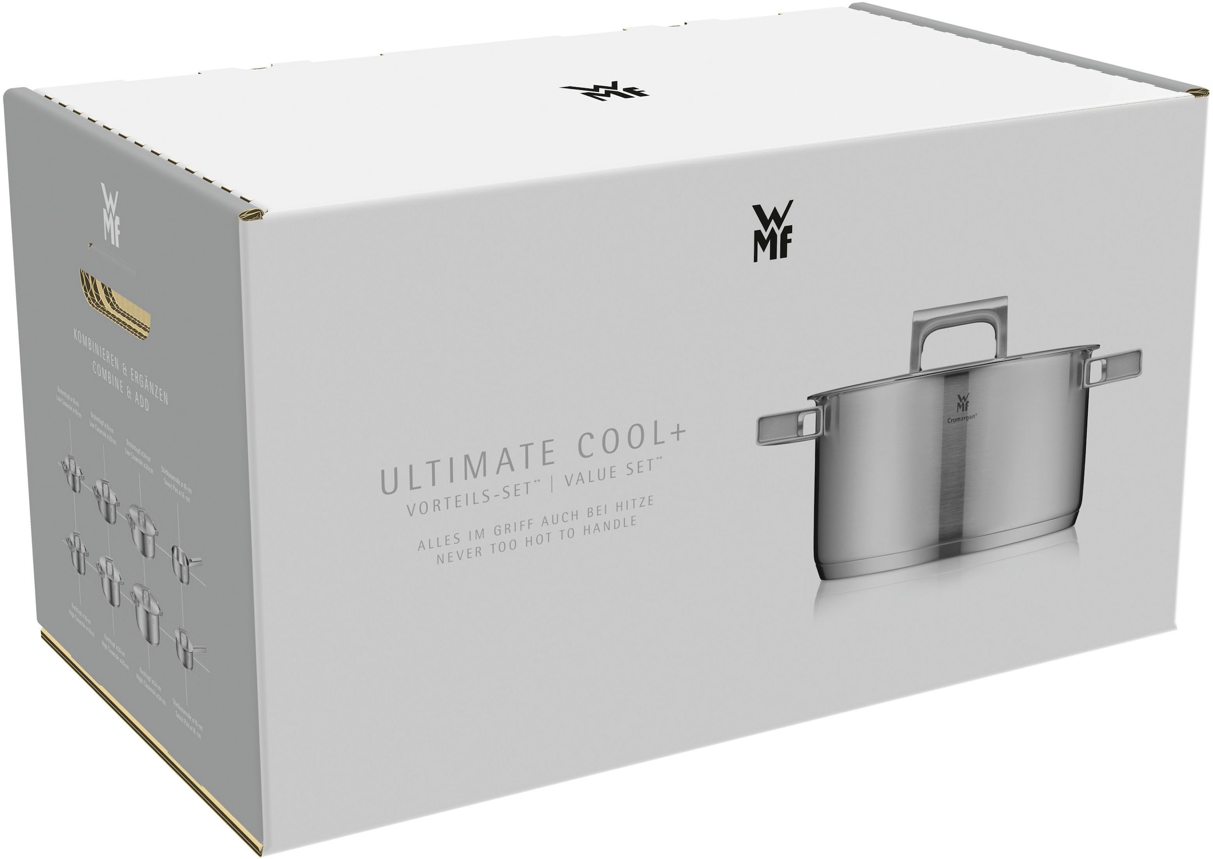 WMF Topf-Set »Ultimate Cool+«, Cromargan® Edelstahl Rostfrei 18/10, (Set, 9 tlg.), 9-teilig, wärmereduzierende Cool+ Griffe, TransTherm-Allherdboden