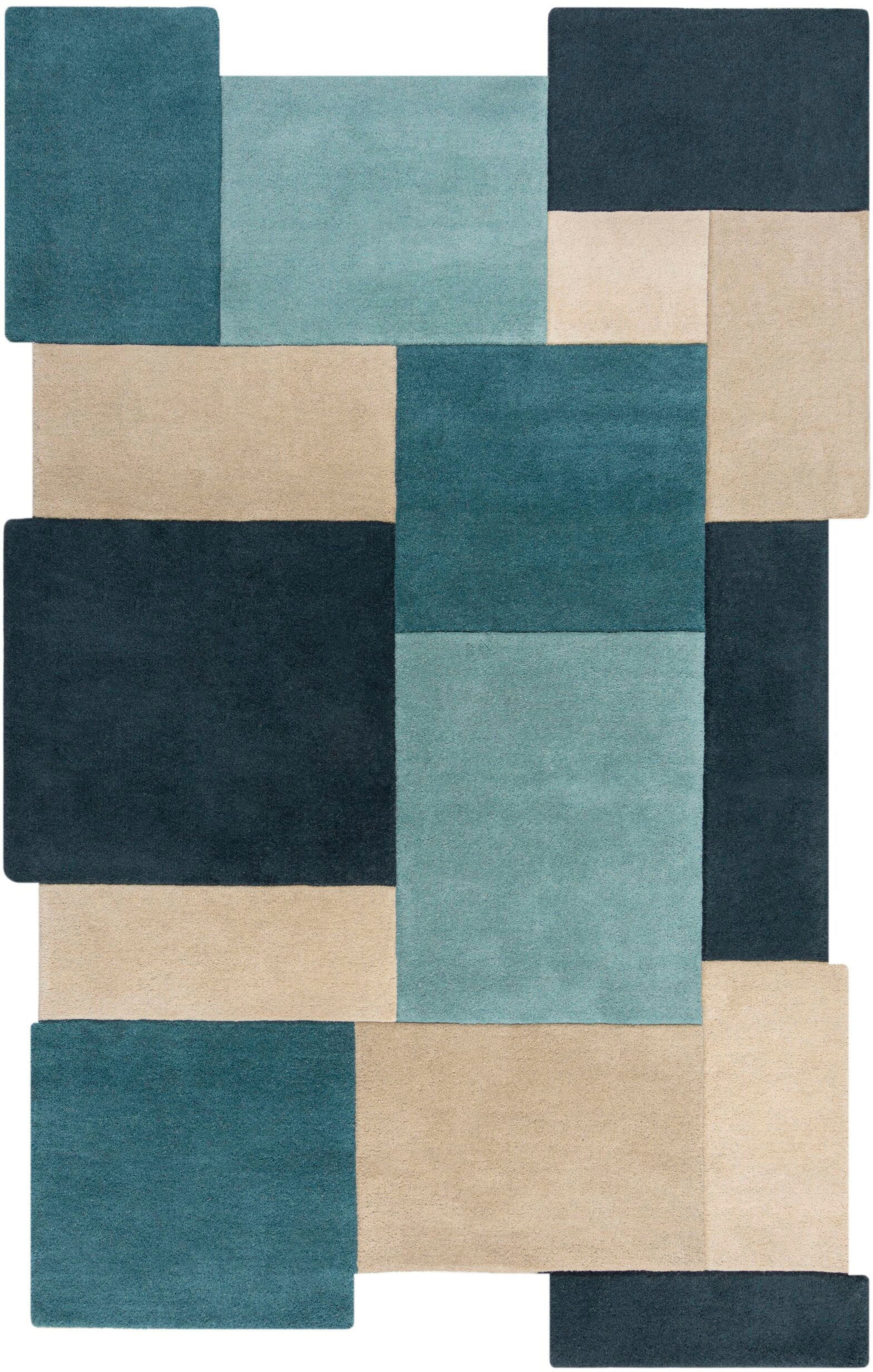 FLAIR RUGS Wollteppich "Abstract Collage, 100% Wolle" rechteckig 11 mm Höhe günstig online kaufen