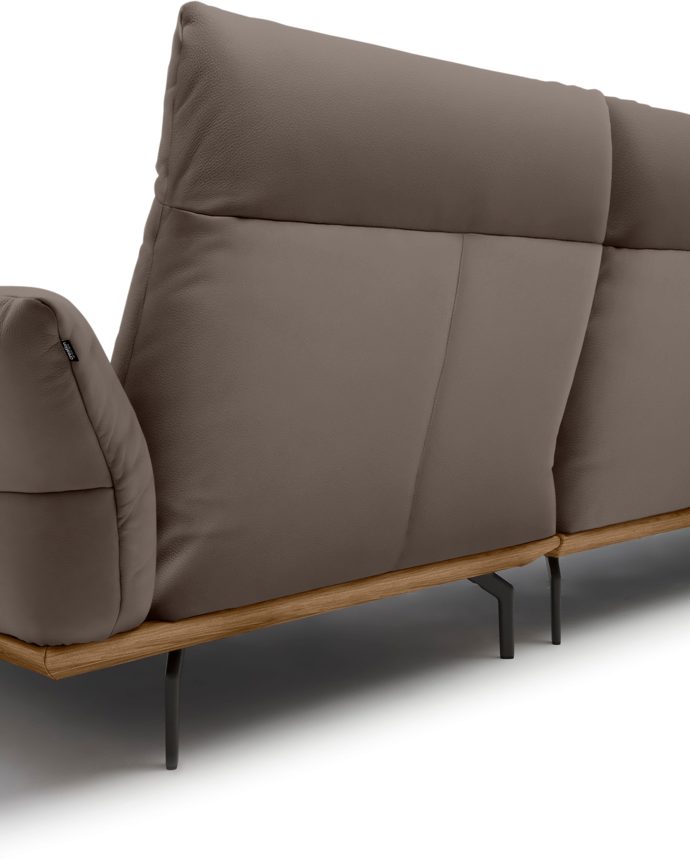Creation BY ROLF BENZ Ecksofa »CR.460«, Sockel in Nussbaum, Winkelfüße in Umbragrau, Breite 318 cm