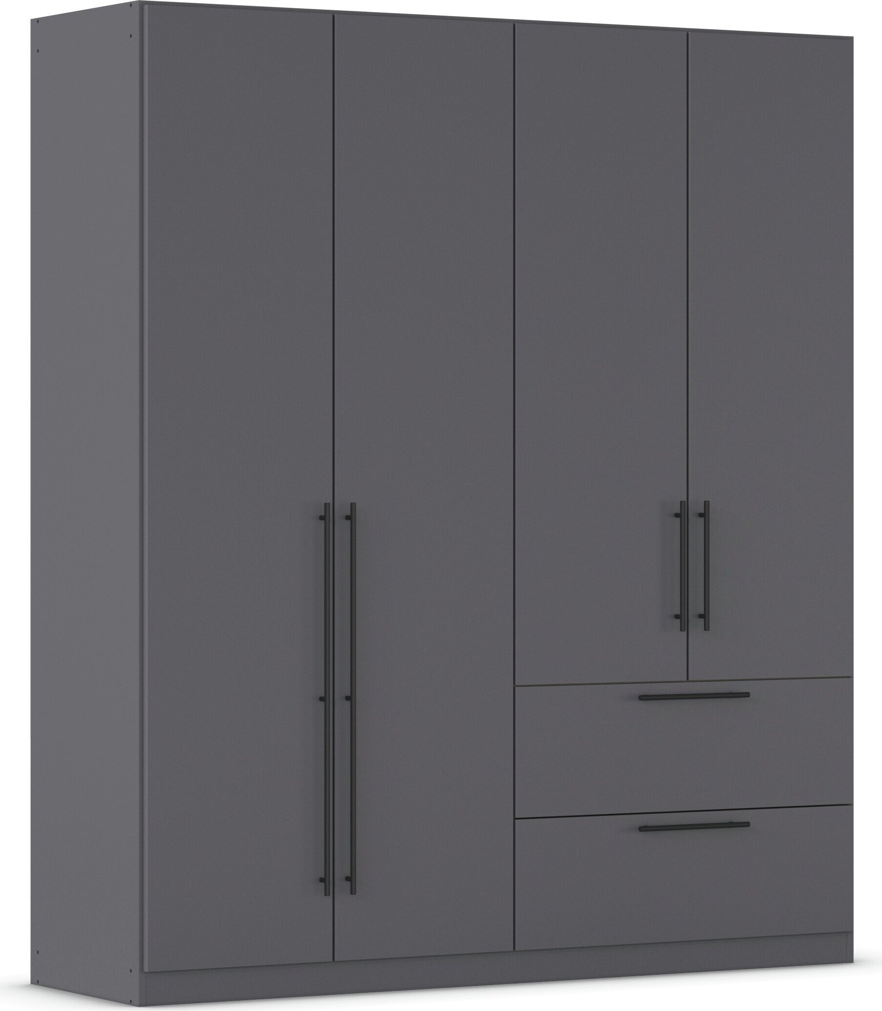 Kleiderschrank RAUCH, B:181cm H:197cm T:54cm, grau, Holzwerkstoff, Kinderzimmer, Schränke, "Drehtürenschrank Schrank Garderobe Wäscheschrank