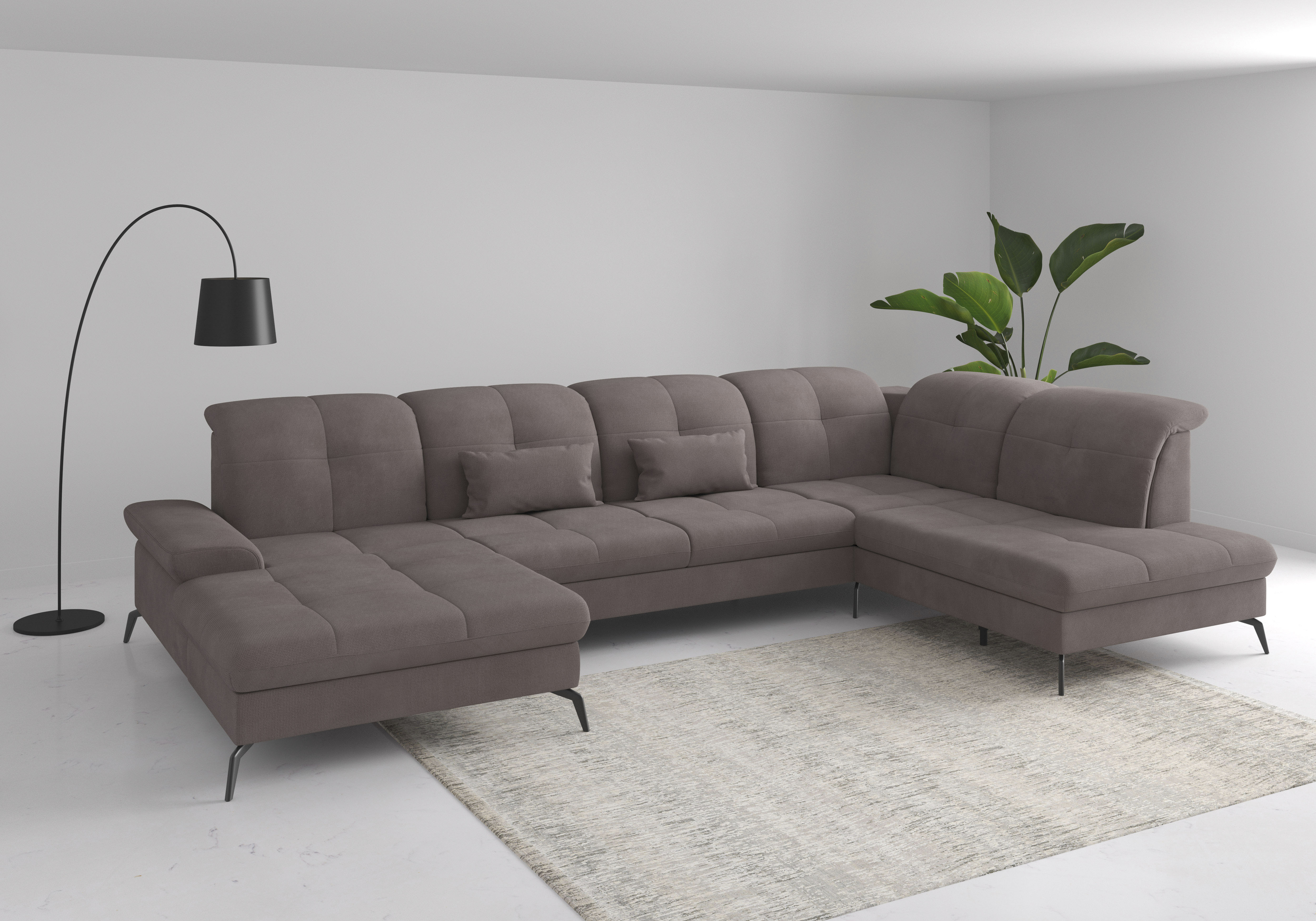 sit&more Wohnlandschaft "Amica, U-Form, inkl. Sitztiefenverstellung und Armteilverstellung" wahlweise mit Kopfteilverstellung, Schlaffunktion und Bettkasten